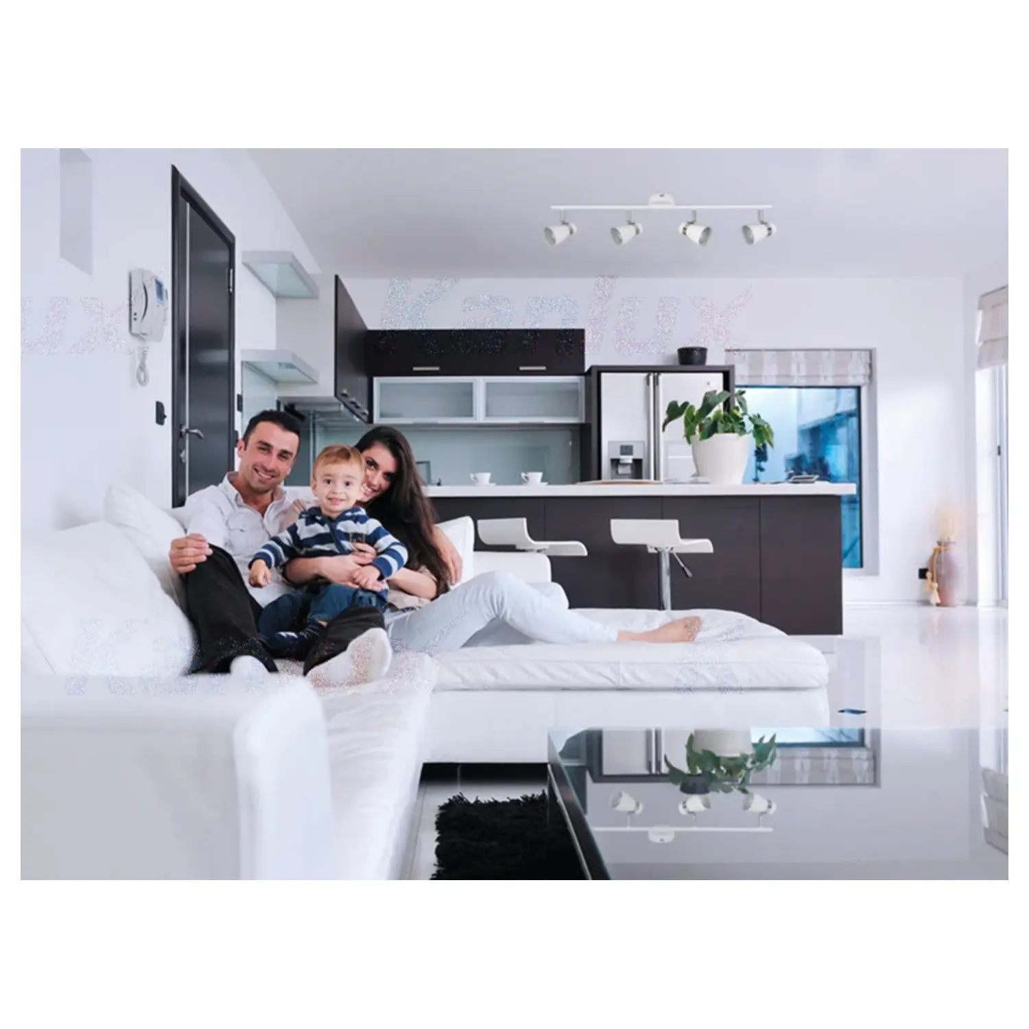 immagine lampada faretto parete soffitto gu10 bianco 4 luci orientabile