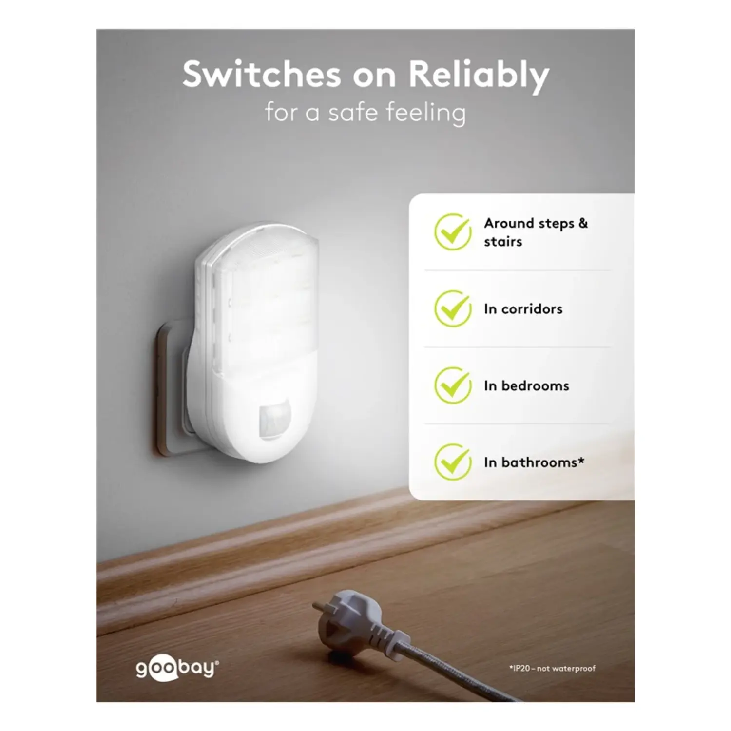 immagine Lampada LED Notturna Goobay con Sensore Movimento PIR 6500K Bianco Freddo