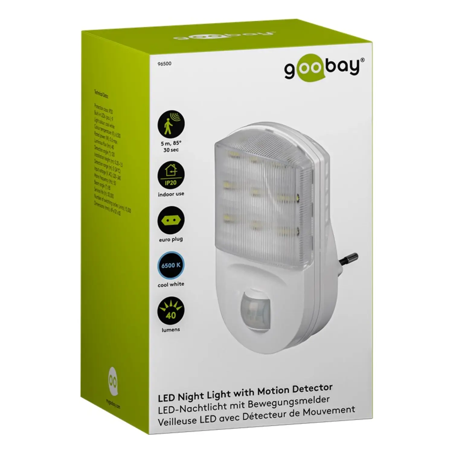 immagine Lampada LED Notturna Goobay con Sensore Movimento PIR 6500K Bianco Freddo