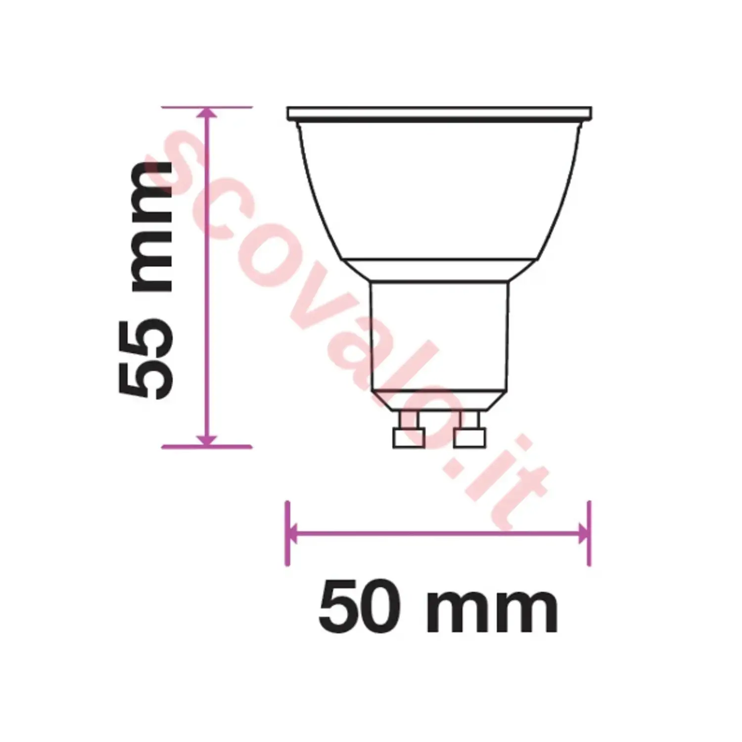 immagine lampadina led chip samsung lampada faretto 10° angolo stretto gu10 6 watt bianco caldo