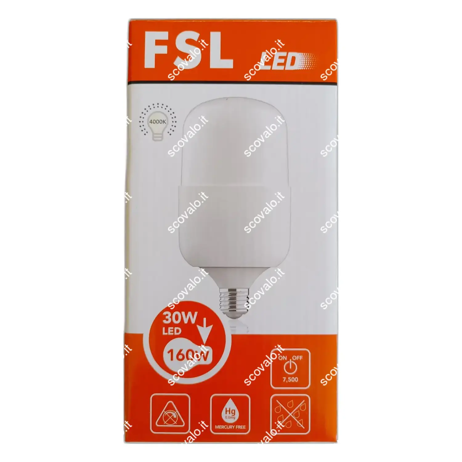 immagine lampada led ultra luminosa e27 30 watt bianco naturale