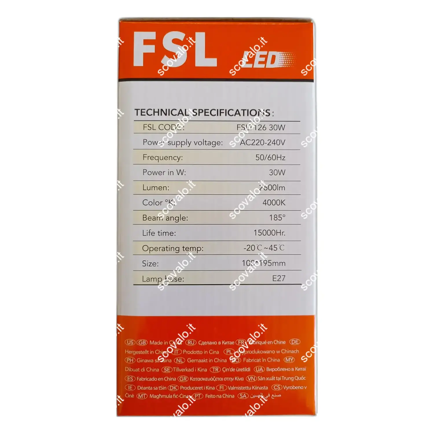 immagine lampada led ultra luminosa e27 30 watt bianco naturale