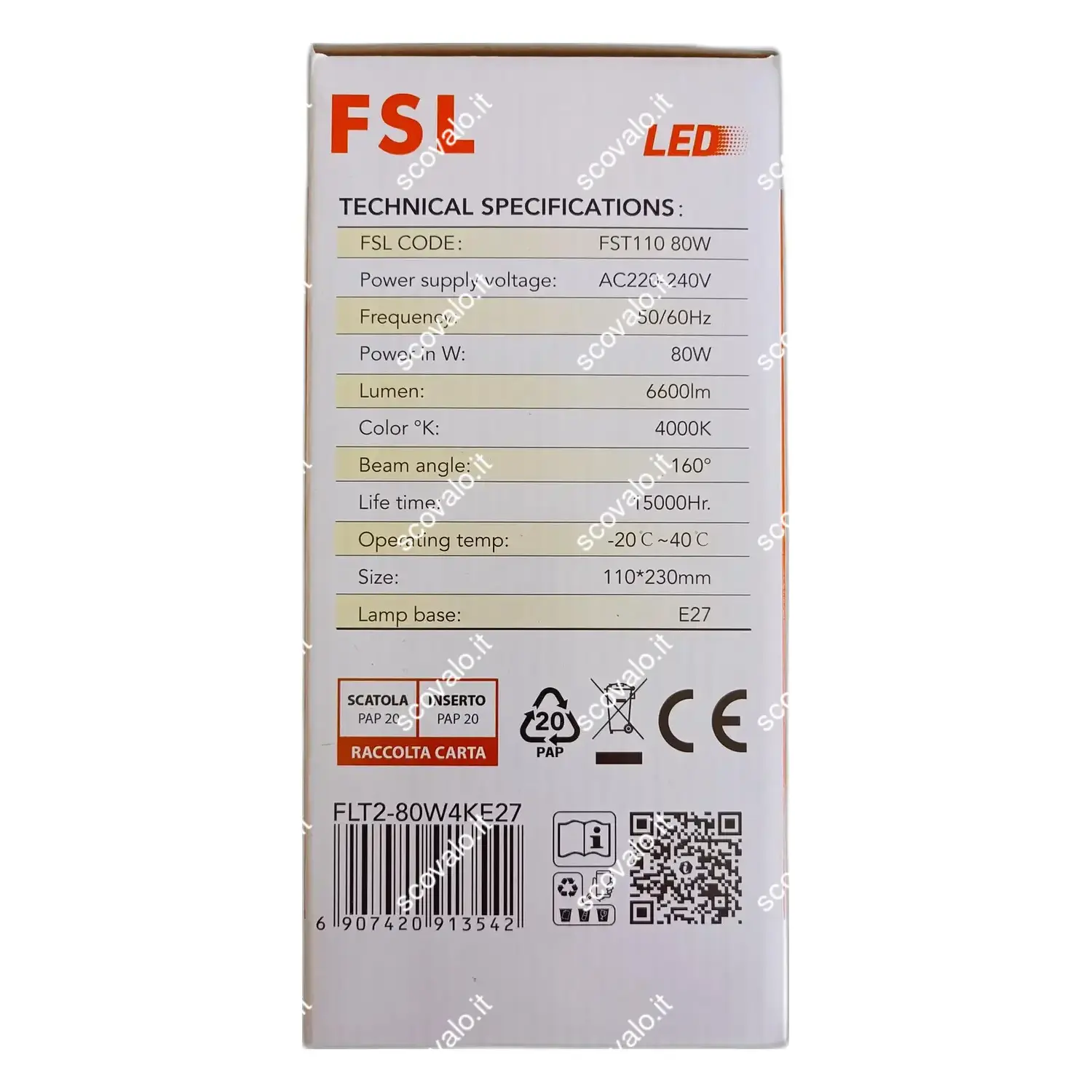 immagine lampada led ultra luminosa e27 80 watt bianco naturale