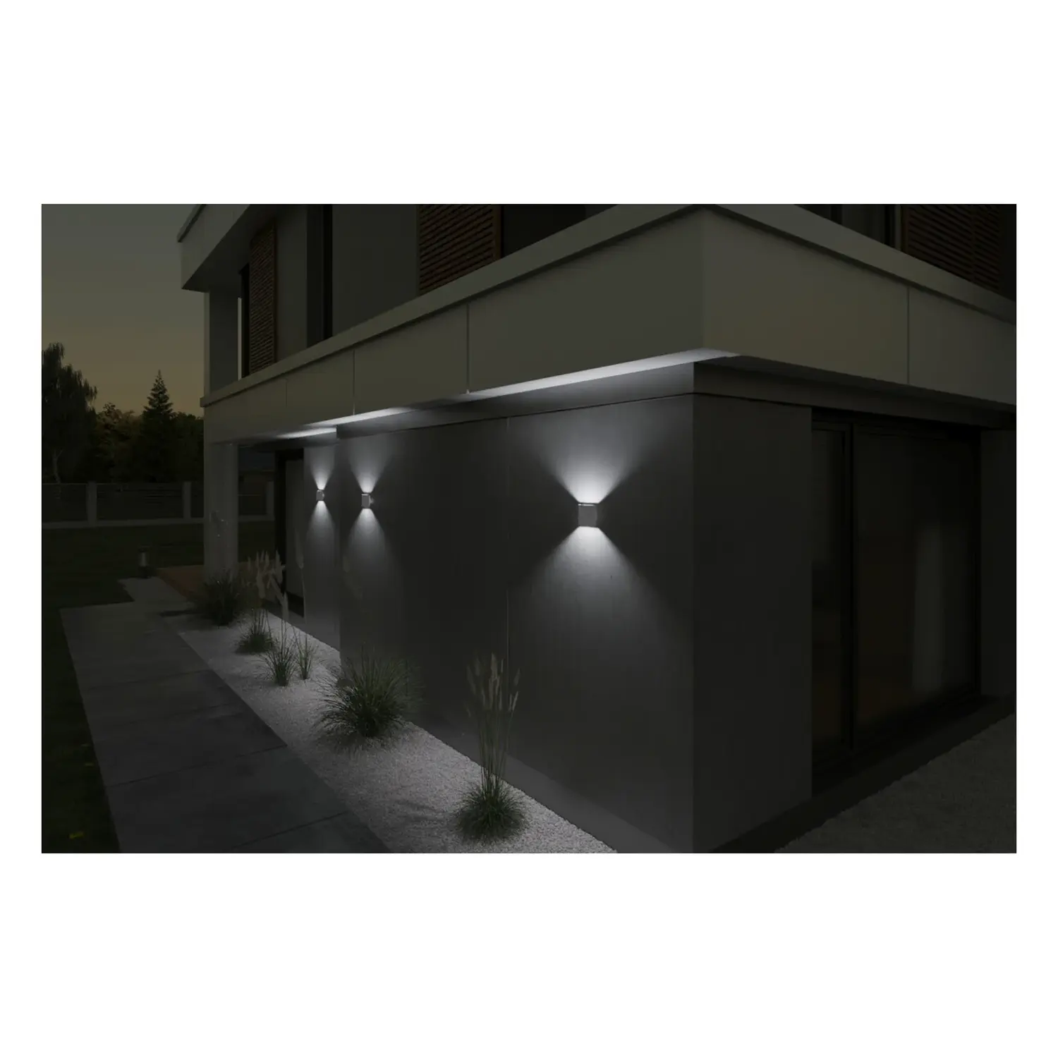 immagine lampada parete led facciata 230v doppia luce 8 watt bianco naturale bianco