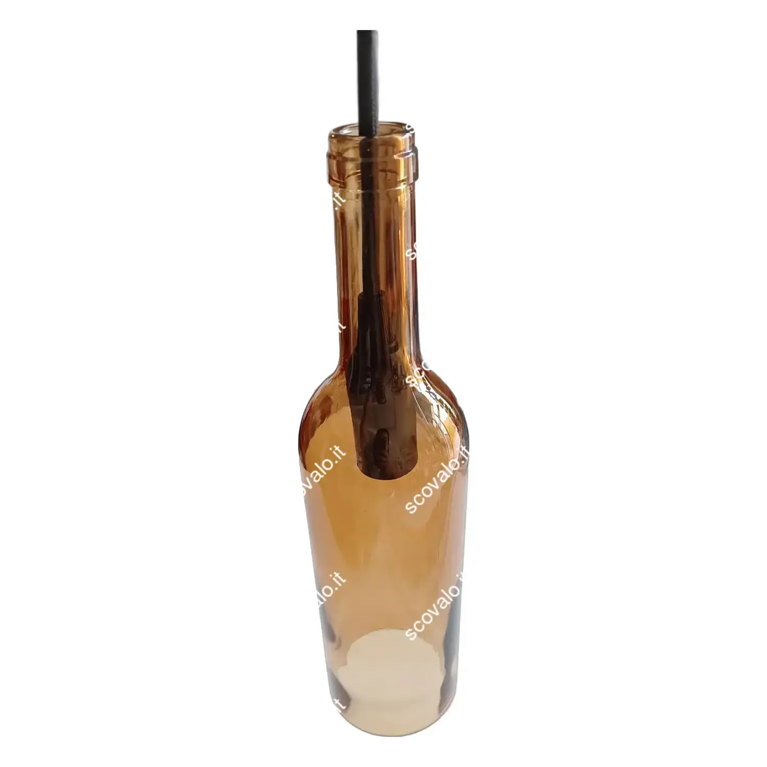 immagine lampada pendente bottiglia lampadario soffitto vetro e14 marrone