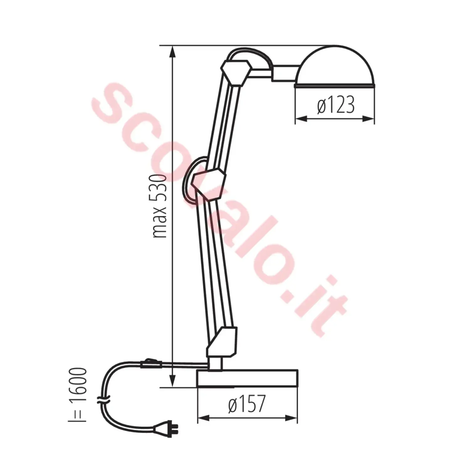 immagine lampada scrivania braccio regolabile pixa e14 bianco