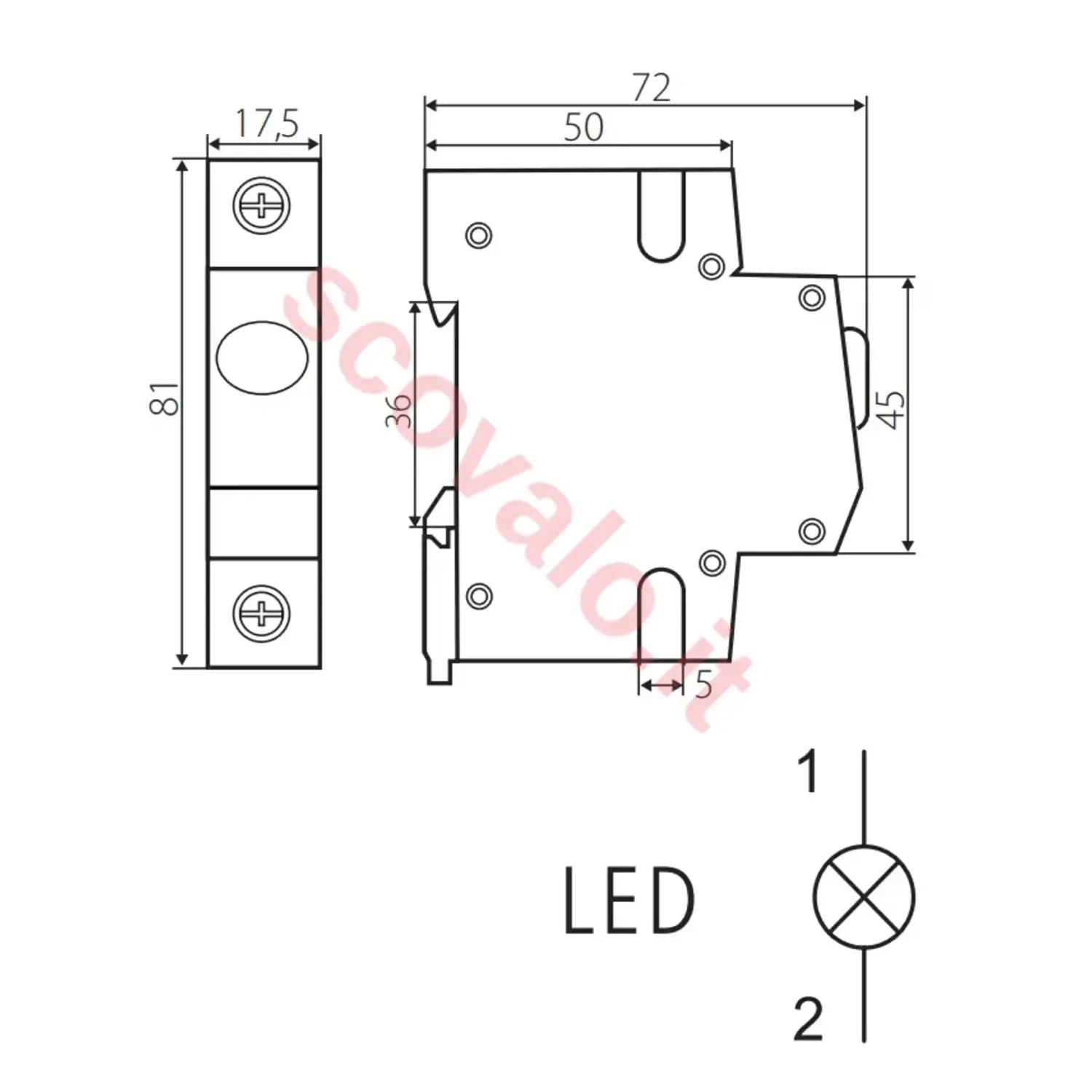 immagine lampada spia led presenza rete da quadro barra din luce rossa