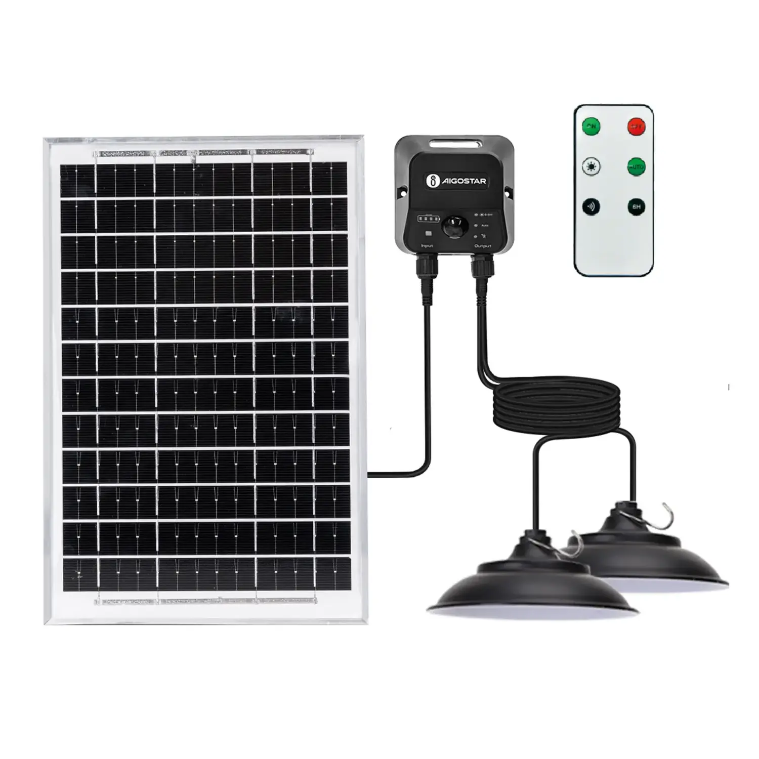immagine del prodotto Lampadario solare con accumulatore fotovoltaico 35W*2 6500K con sensore