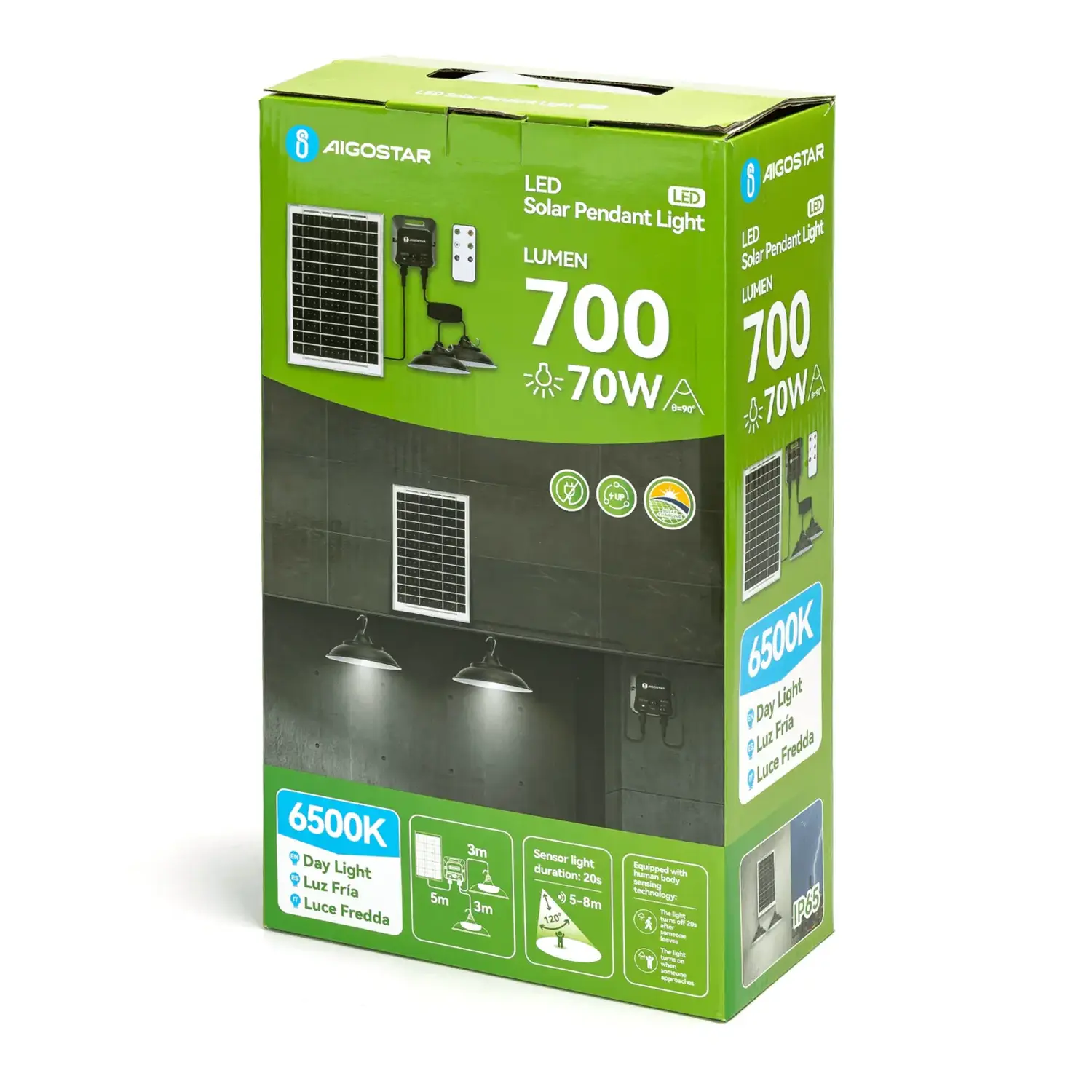 immagine Lampadario solare con accumulatore fotovoltaico 35W*2 6500K con sensore