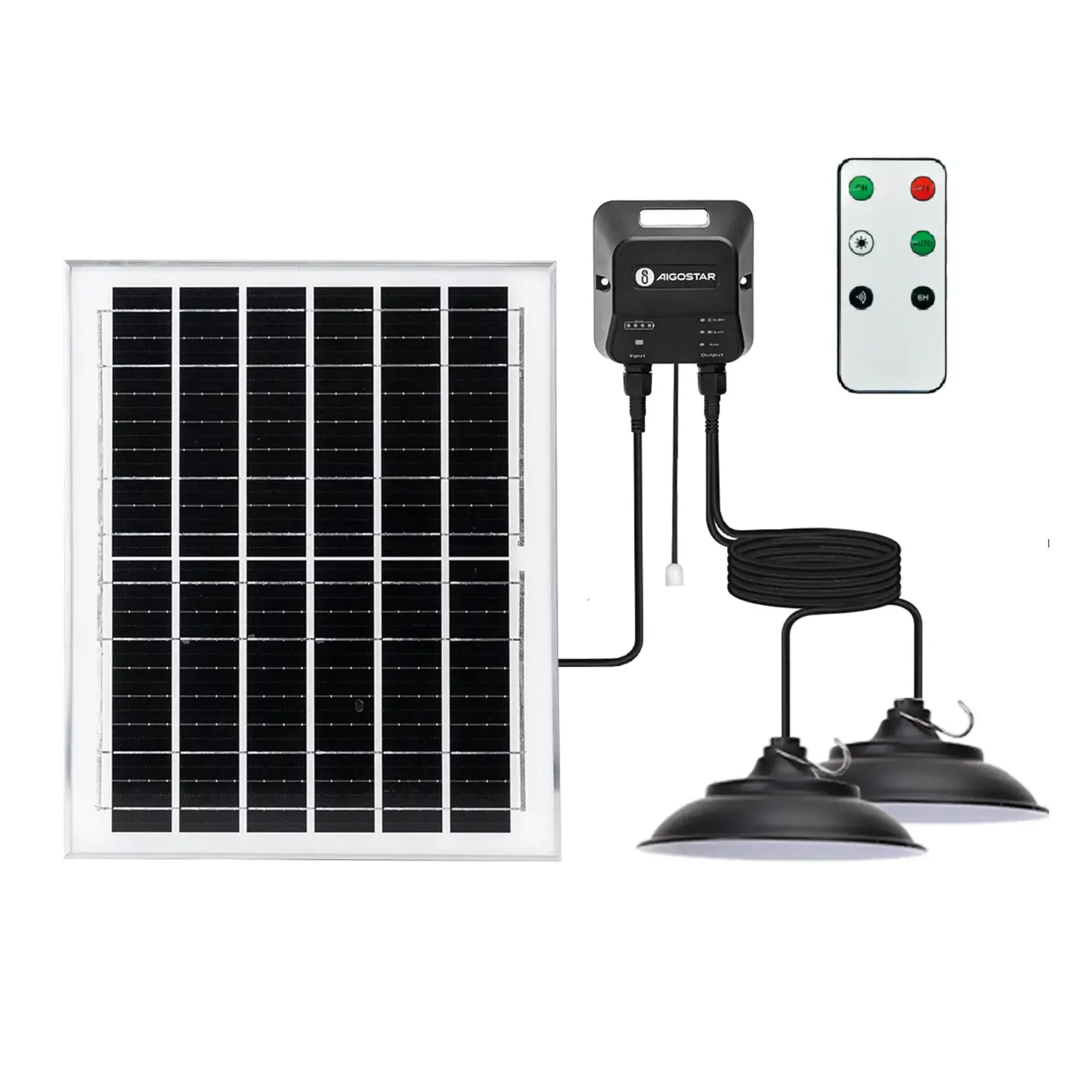 immagine del prodotto Lampadario solare con accumulatore fotovoltaico 70W*2  6500K