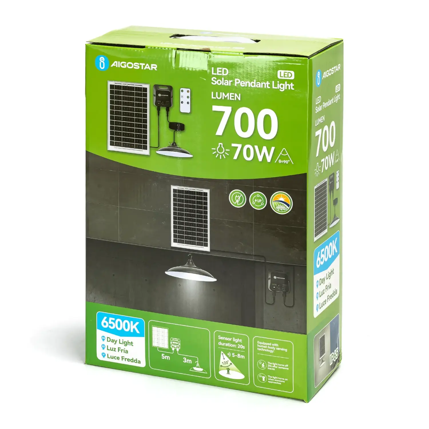 immagine Lampadario solare con accumulatore fotovoltaico 70W 6500K con sensore