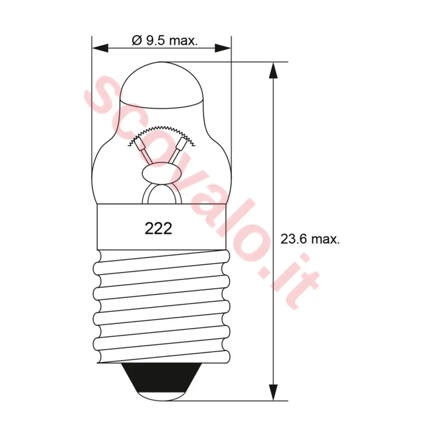 immagine lampadina a faretto appuntita miniatura modellismo e10 1,10 watt 3,7 volt