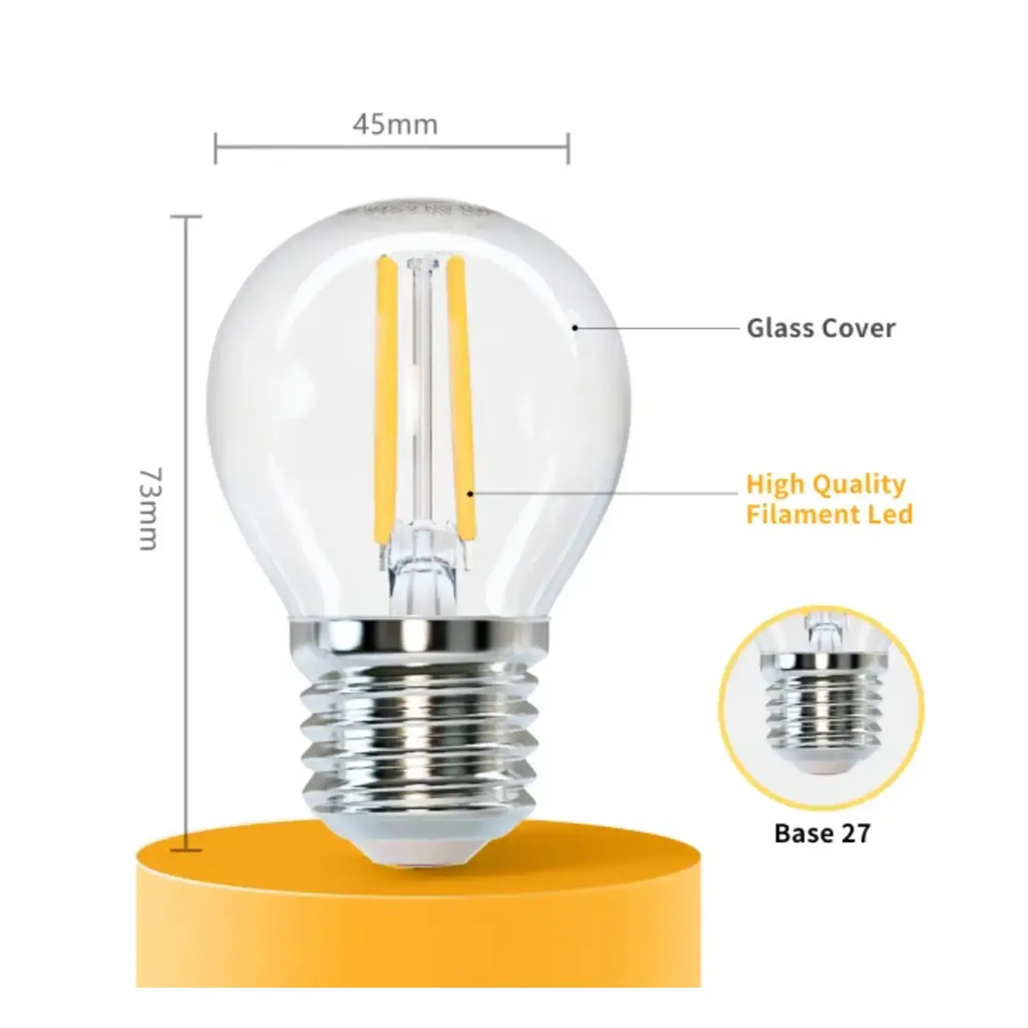immagine Lampadina LED G45 E27 4W 2700K Bianco Caldo Trasparente Filamento 470lm