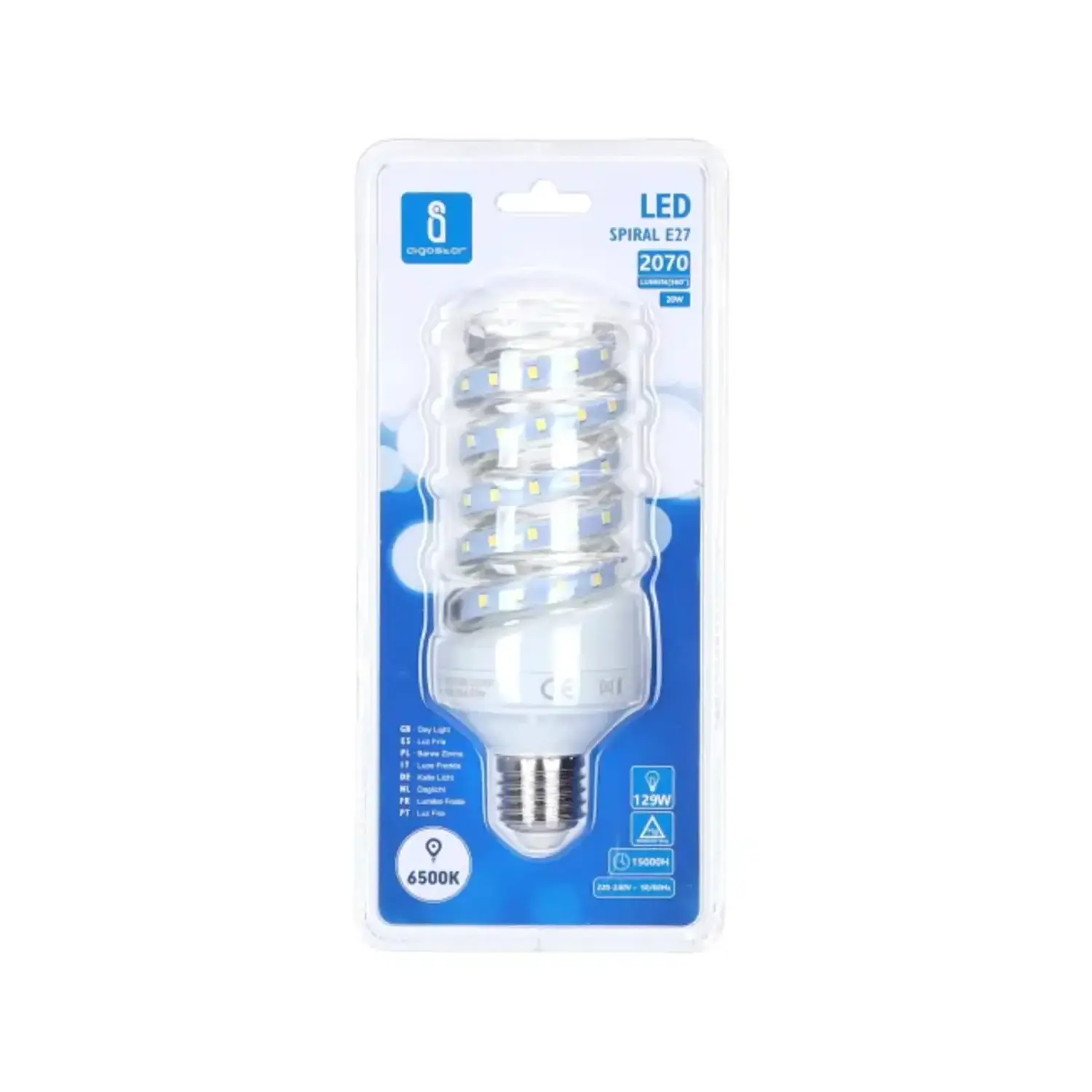 immagine Lampadina LED E27 Spirale 20W 2070lm 6500K Bianco Freddo 160mm