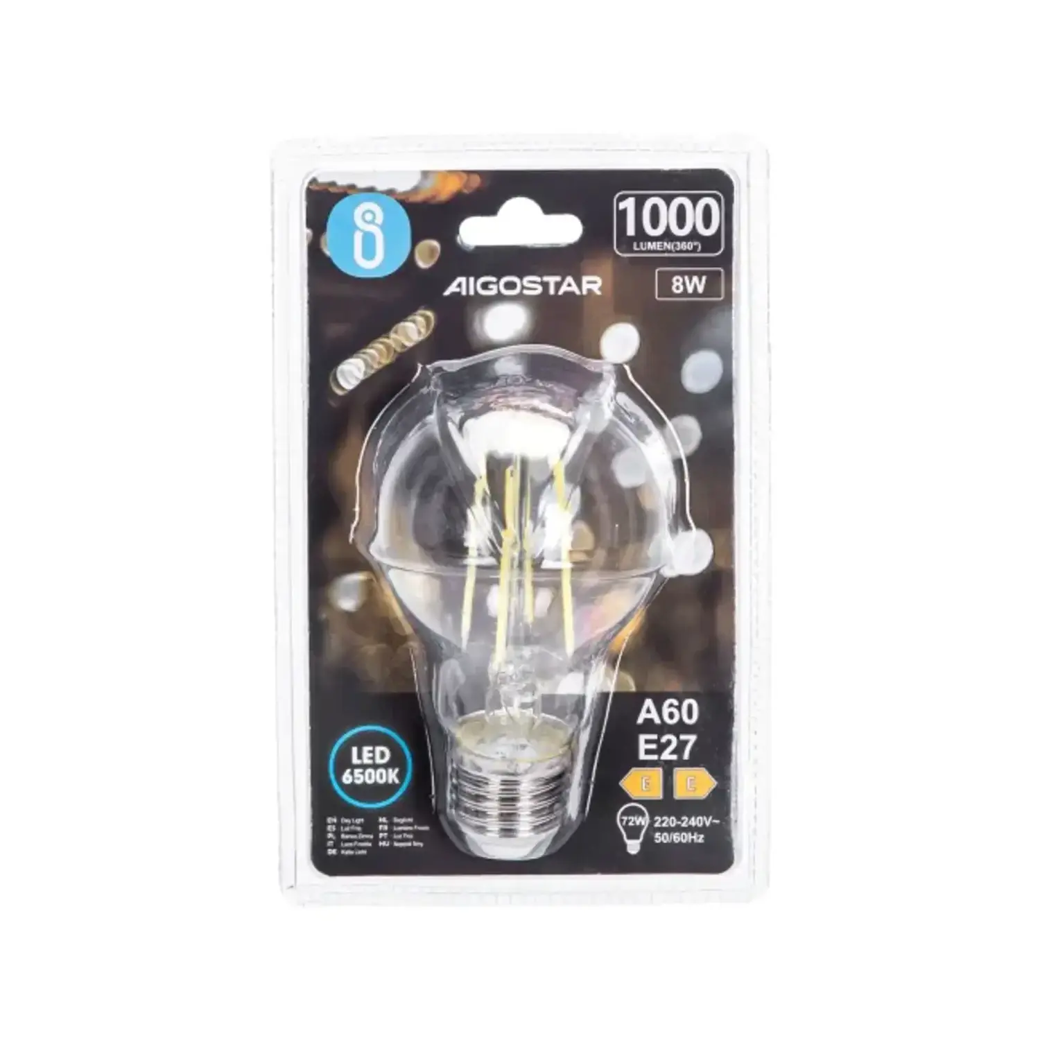immagine lampadina filo led a60 e27 8 watt bianco freddo