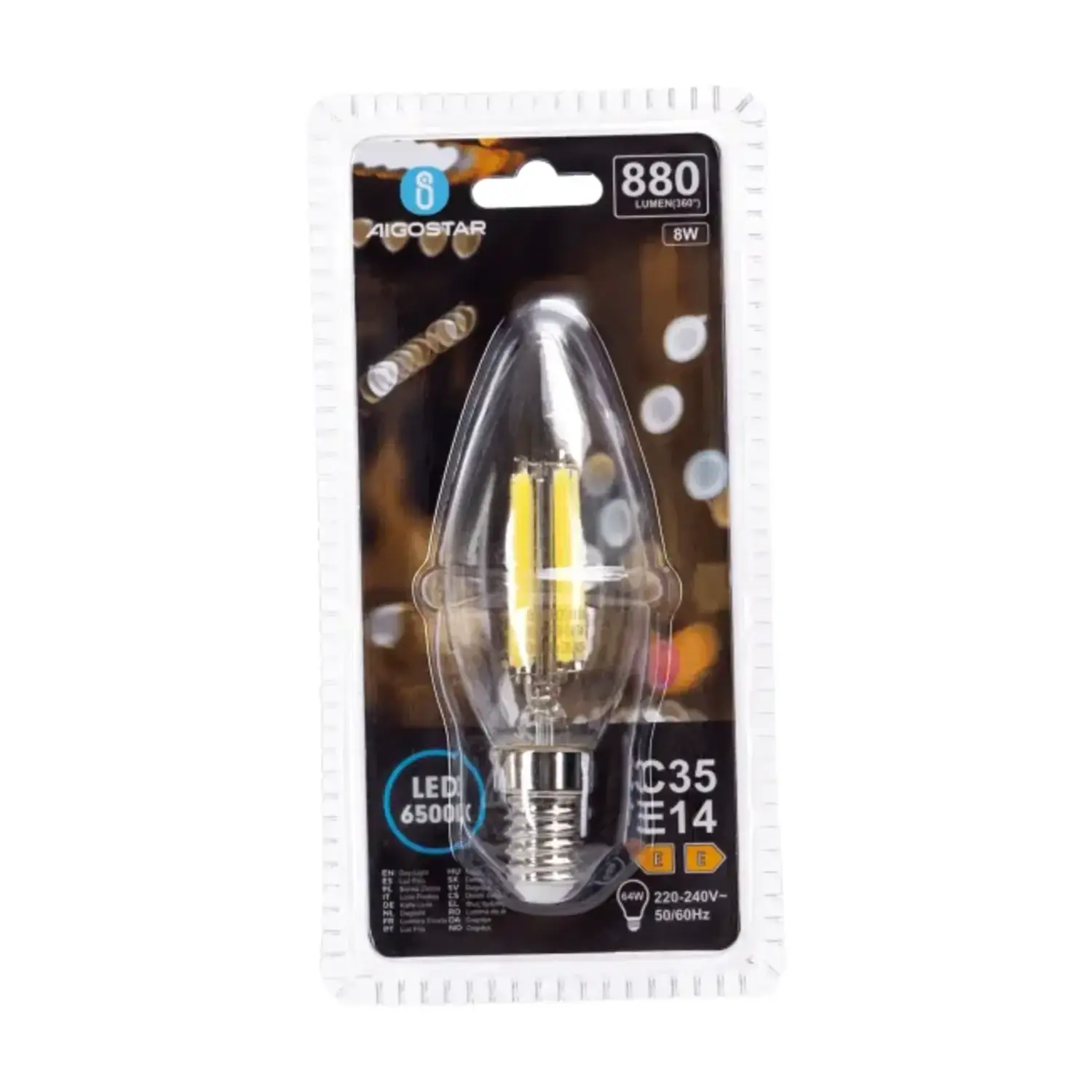 immagine del prodotto lampadina filo led c35 e14 8 watt bianco freddo