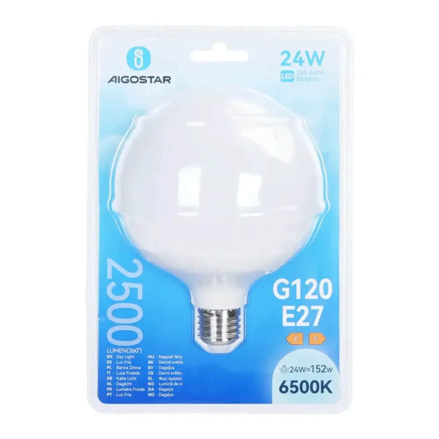 immagine Lampadina LED Globo E27 24W 2500lm 6500K Bianco Freddo G120 120mm