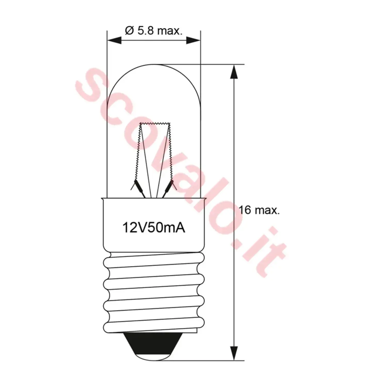 immagine lampadina in miniatura modellismo presepe luci natale e5.5 0,60 watt 12 volt