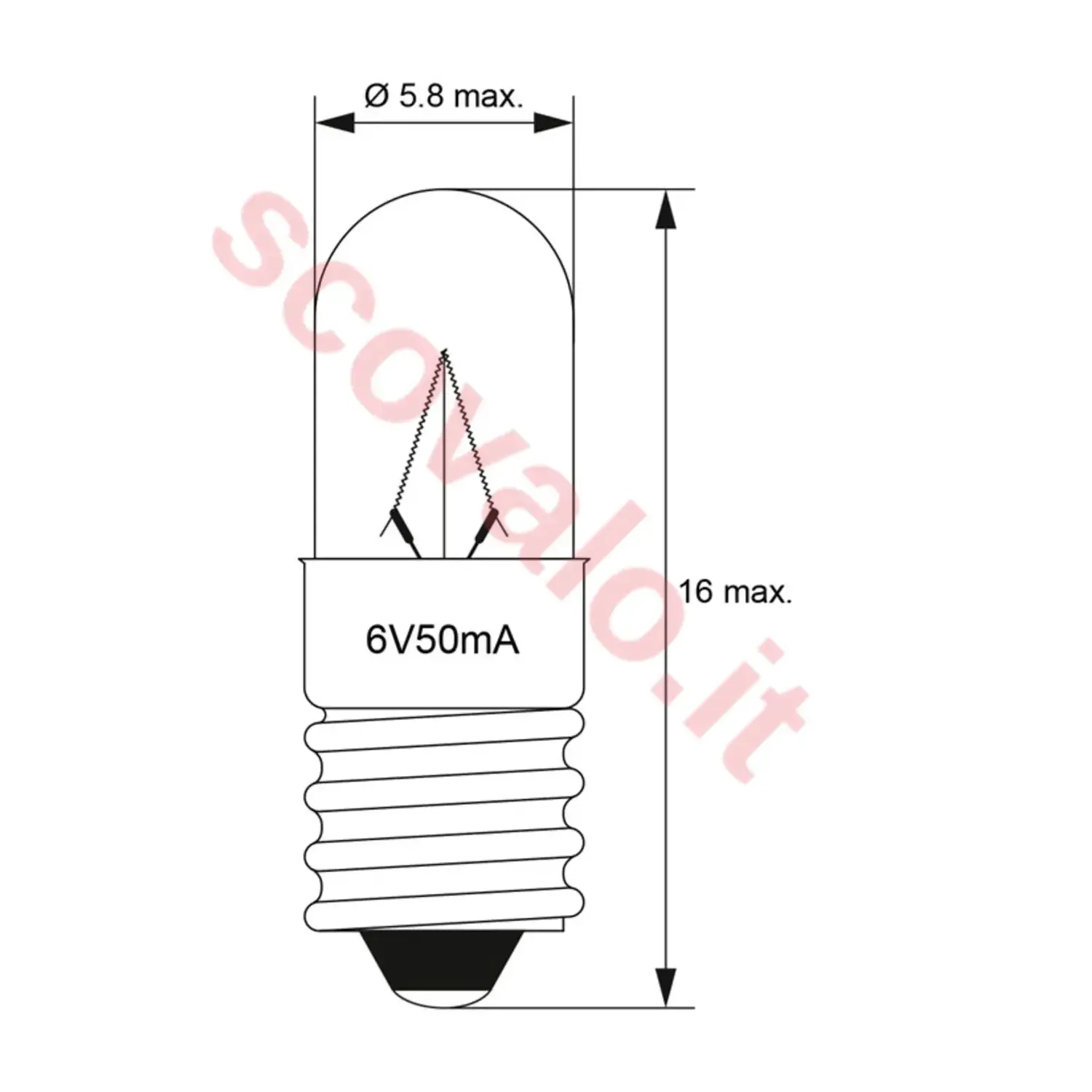 immagine lampadina in miniatura modellismo treno e5.5 0,30 watt 6 volt