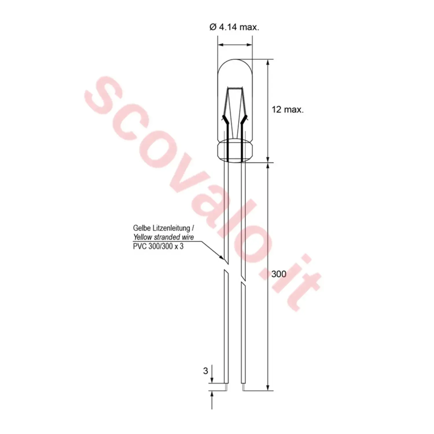 immagine lampadina in miniatura T1 precablata modellismo presepe 1,10 watt 14 volt