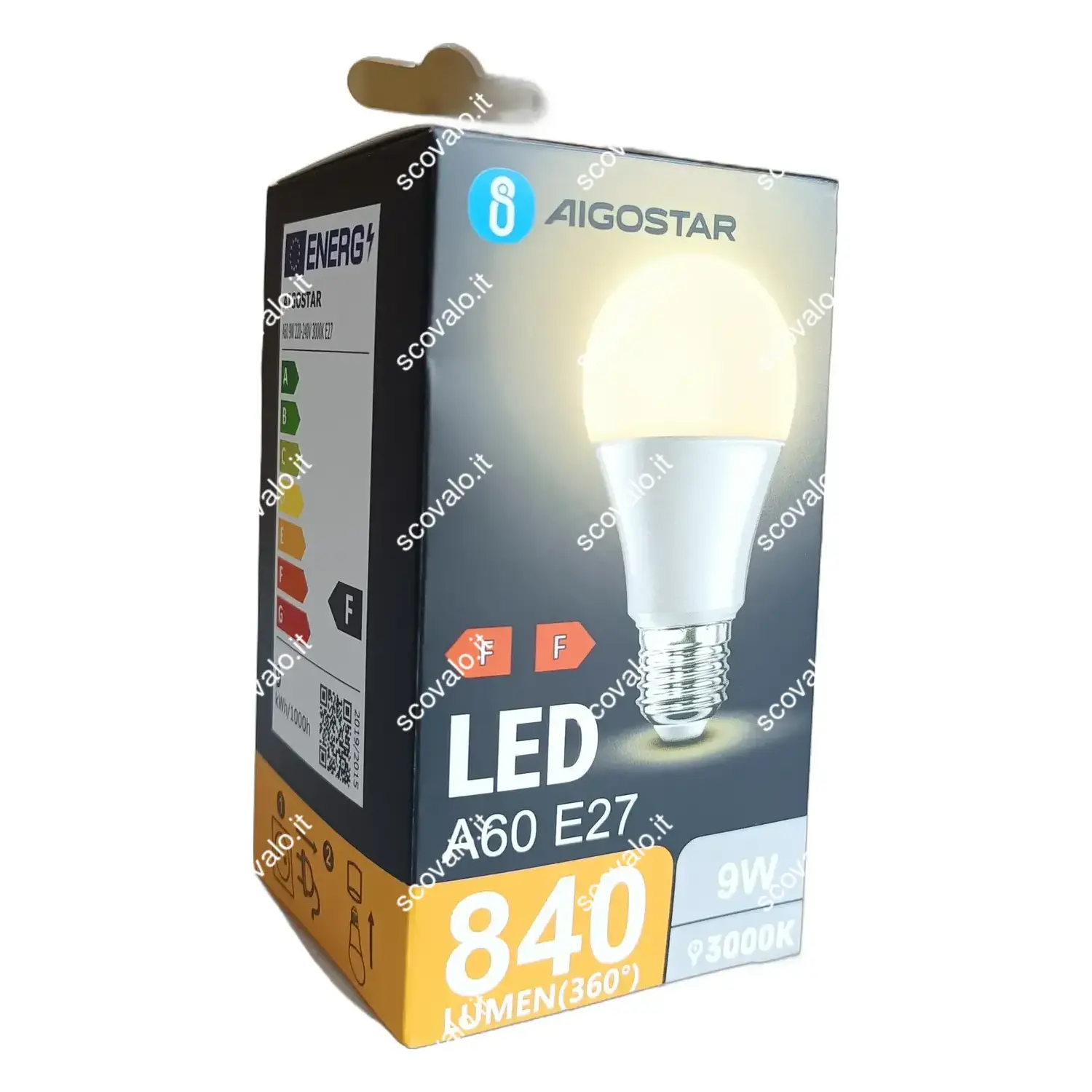 immagine lampadina led A60 bulbo classico e27 9 watt bianco caldo