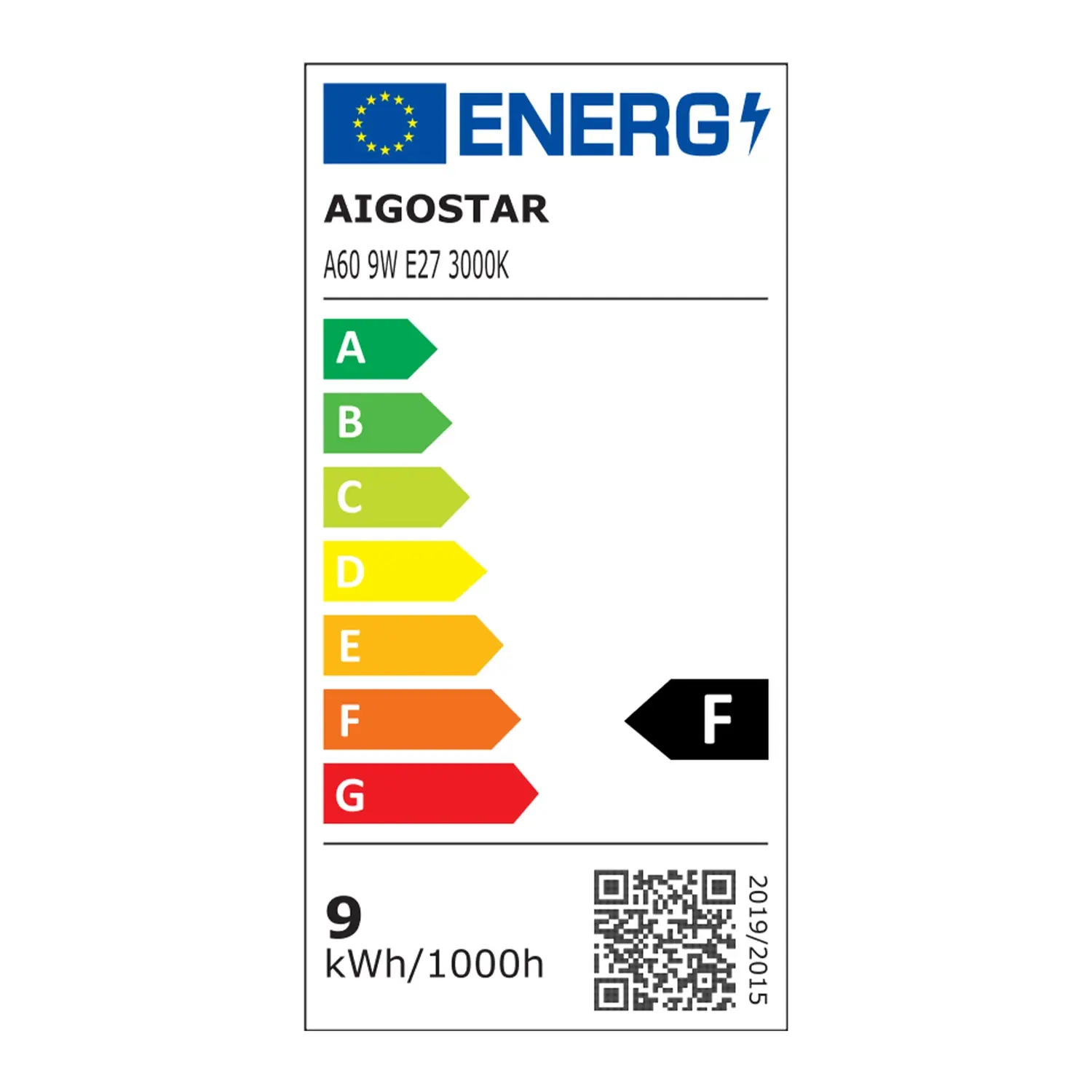 immagine lampadina led A60 bulbo classico e27 9 watt bianco caldo