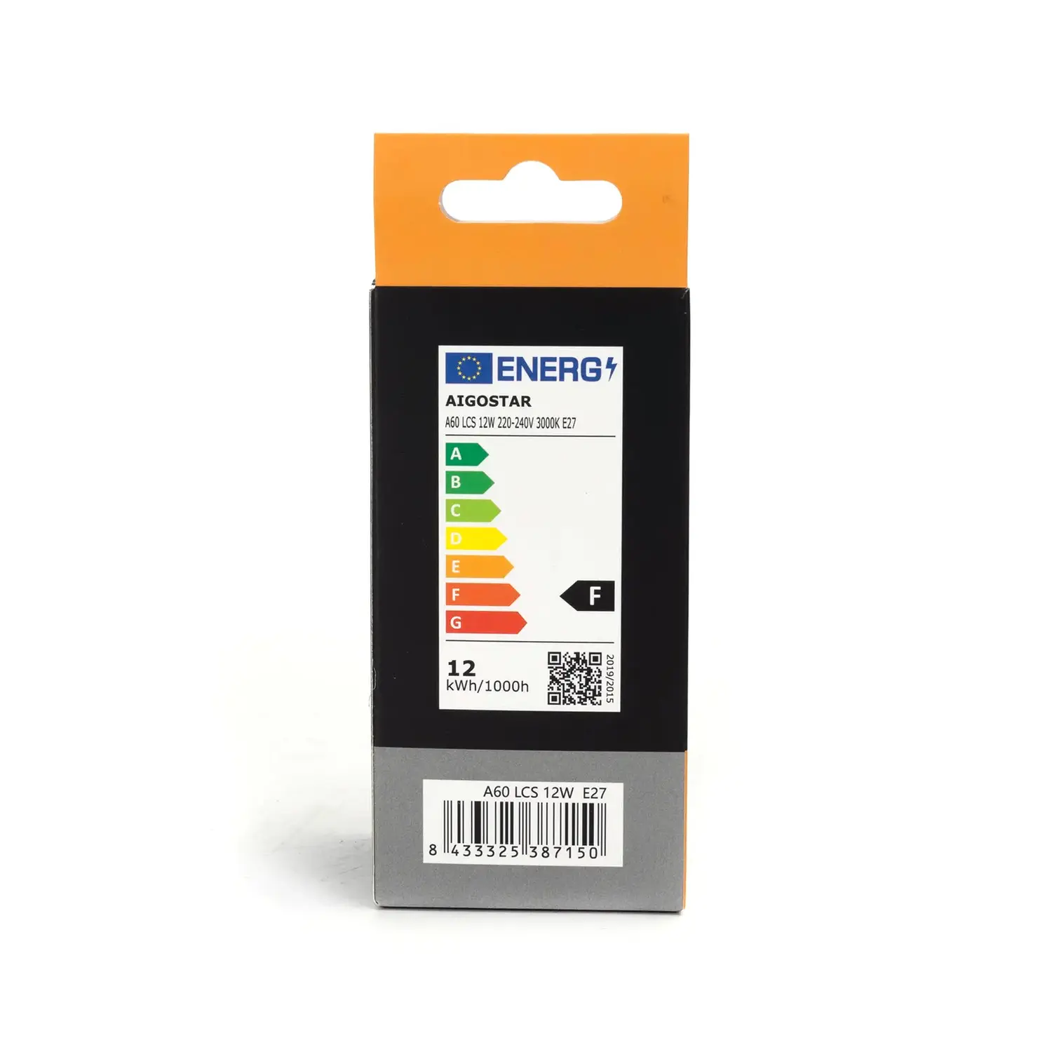 immagine lampadina led A60 con sensore crepuscolare e di movimento (PIR) e27 12 watt bianco caldo scatola cartone