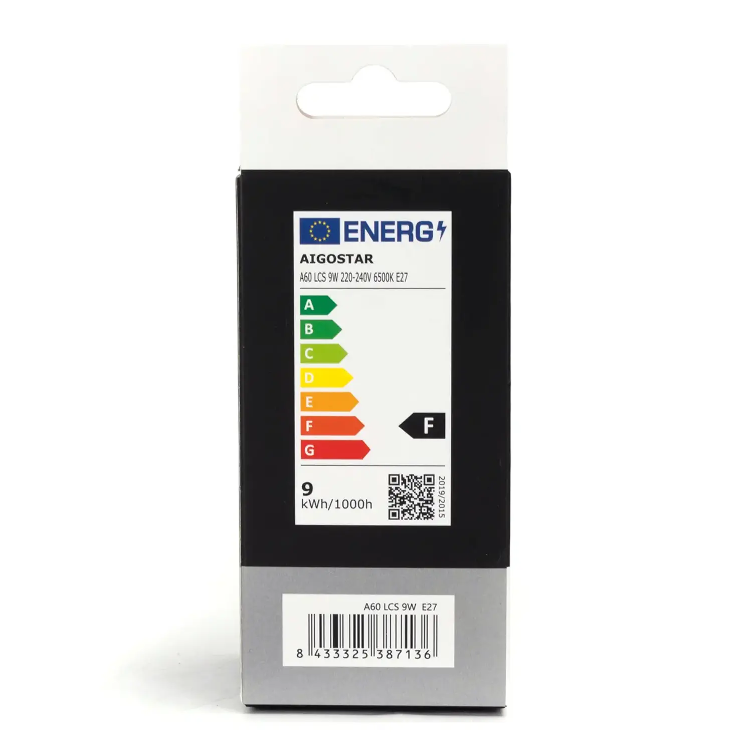 immagine lampadina led A60 con sensore crepuscolare e di movimento (PIR) e27 9 watt bianco freddo scatola cartone