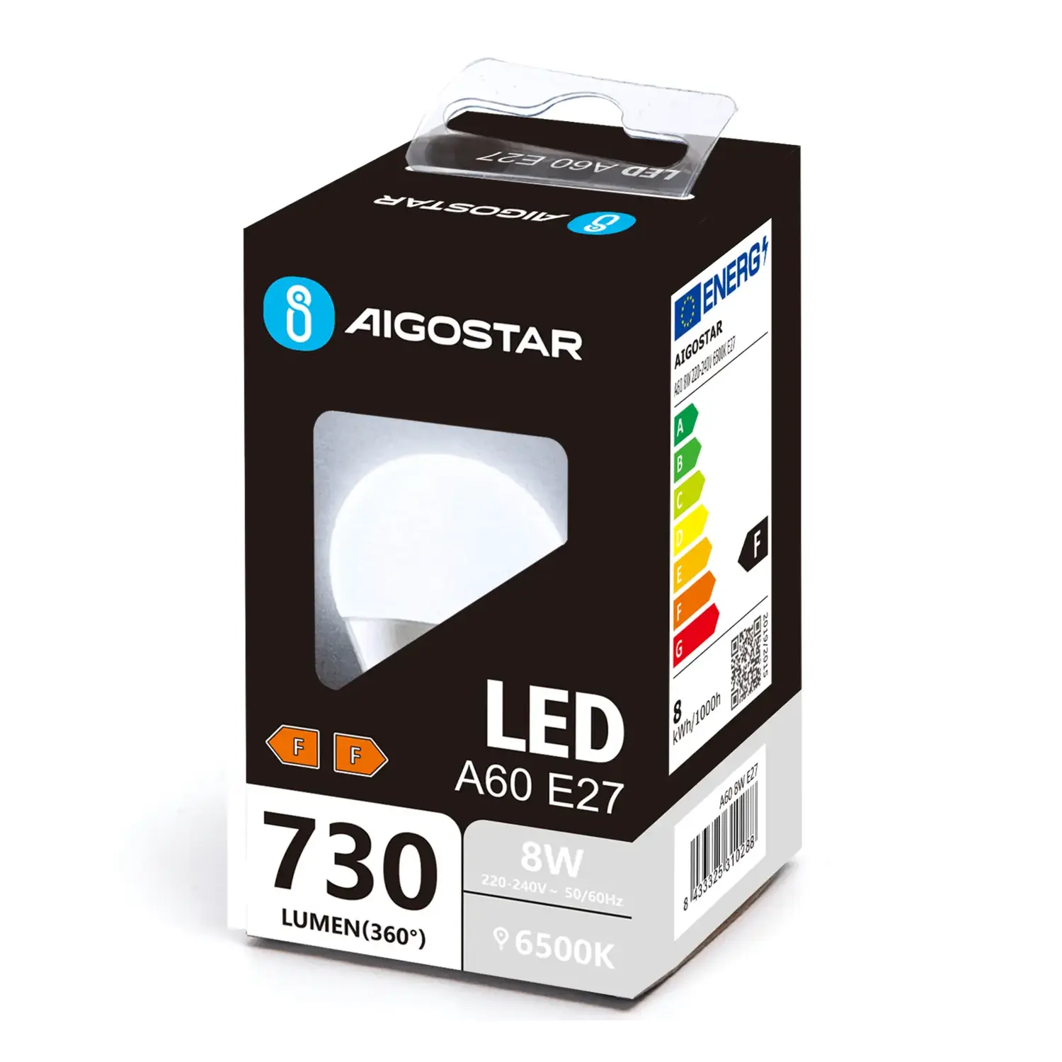 immagine lampadina  led A60 E27 8W 6500k