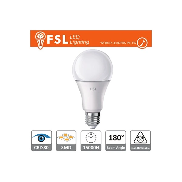 immagine lampadina led bulbo a60 E27 CE bianco freddo 220-240 volt 180° 15 watt 15000 ore lif fla70n15w65k27