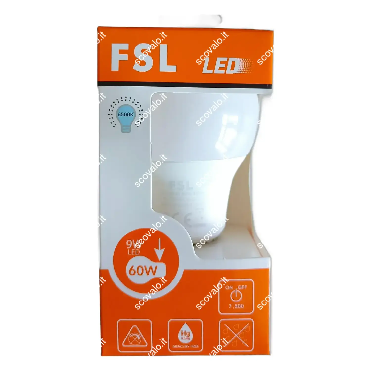 immagine lampadina led bulbo classico a60 6500k e27 9 watt bianco freddo