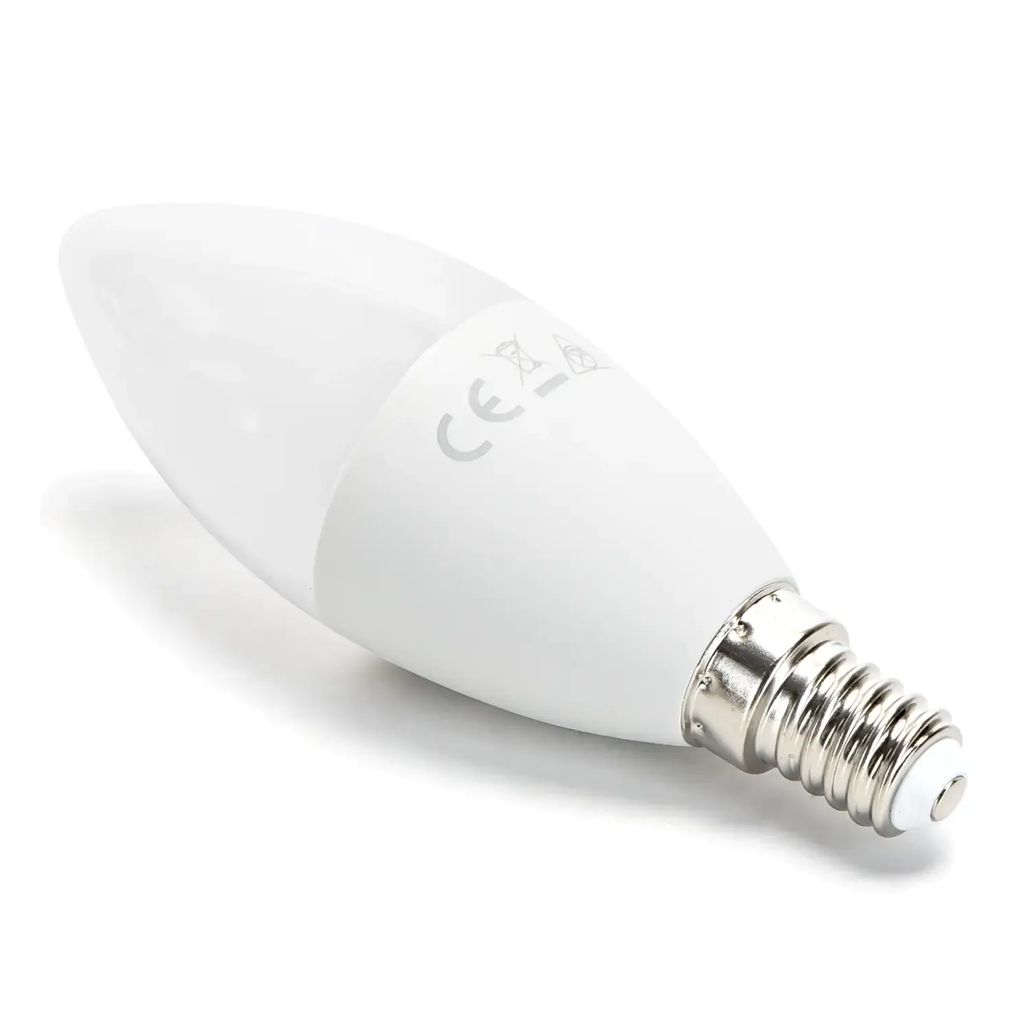 immagine lampadina led C37 e14 8 watt 11 watt bianco caldo 2 pezzi scatola cartone