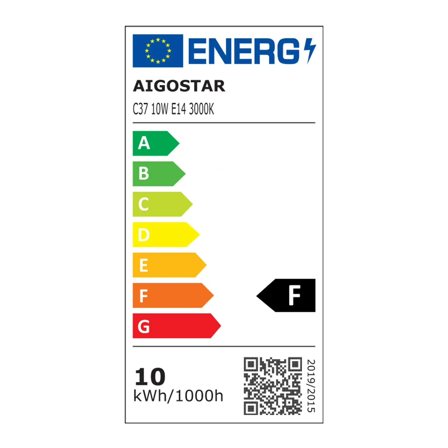 immagine lampadina led candela C37 e14 10 watt bianco caldo