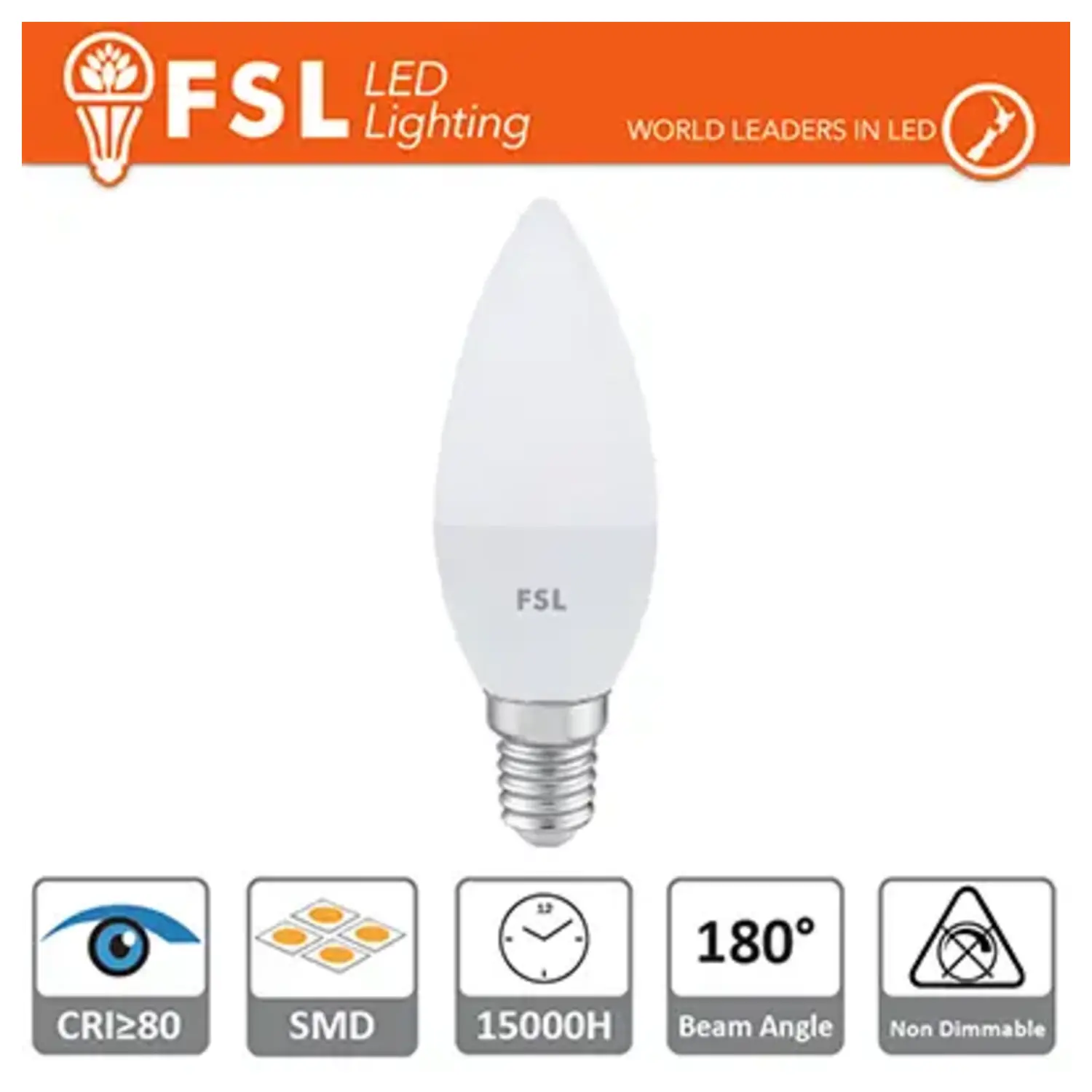 immagine del prodotto lampadina led candela oliva e14 5,50 watt 220-240 volt bianco freddo