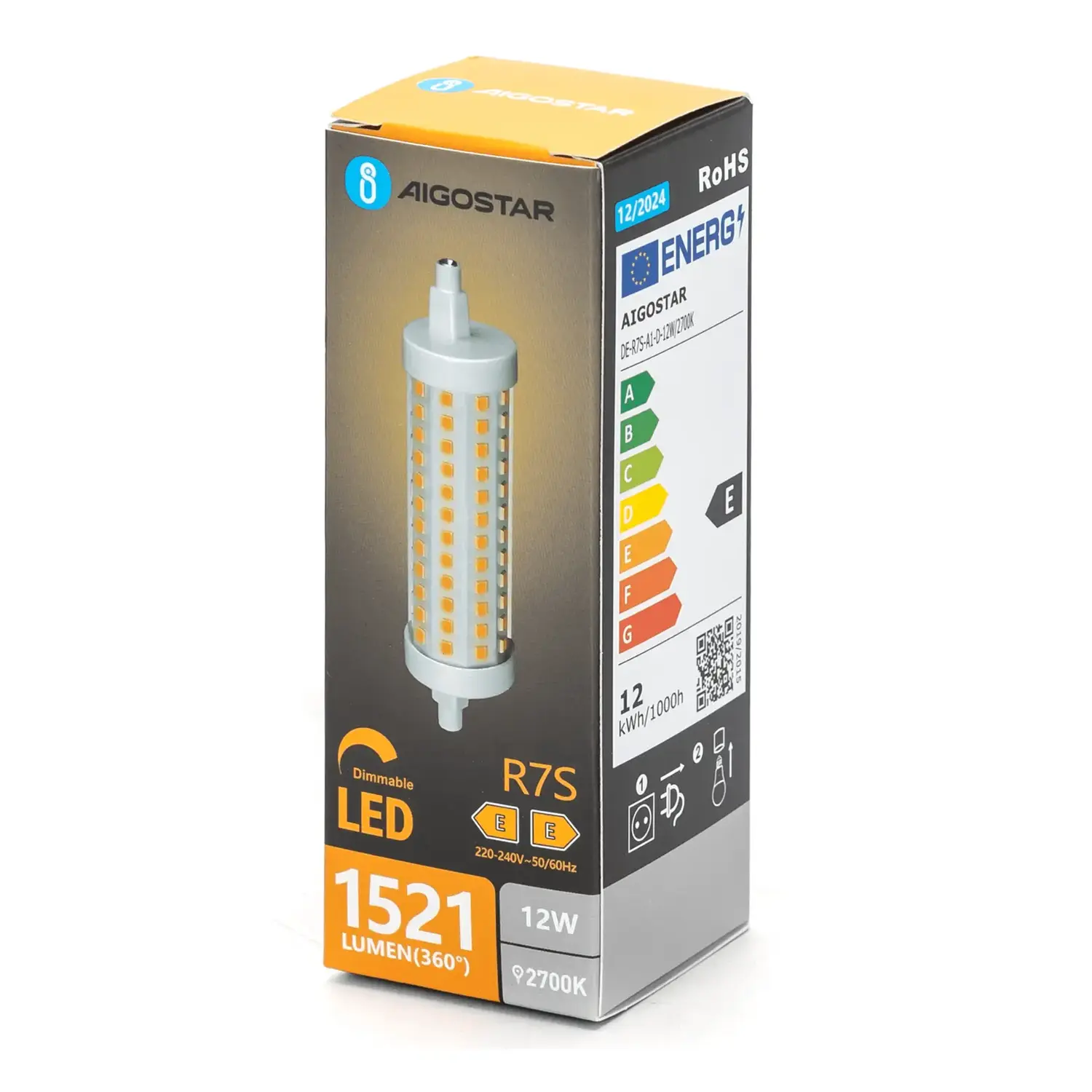 immagine Lampadina led dimmerabile r7s 12 watt bianco caldo 118 mm scatola cartone