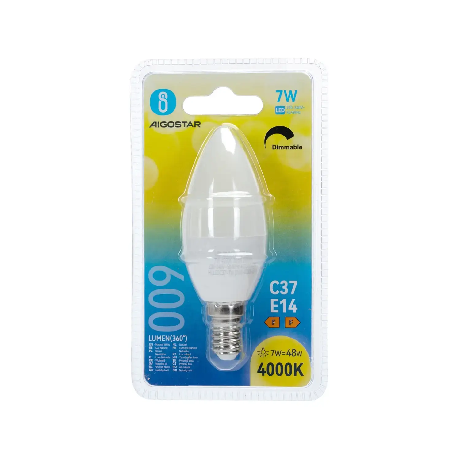 immagine lampadina led dimmerabile C37 e14 7 watt bianco naturale