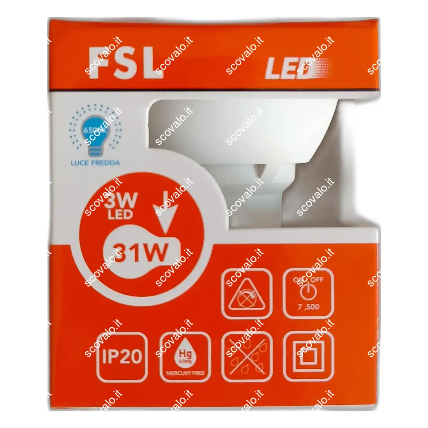 immagine lampadina led faretto spot 230v gu10 3 watt bianco freddo
