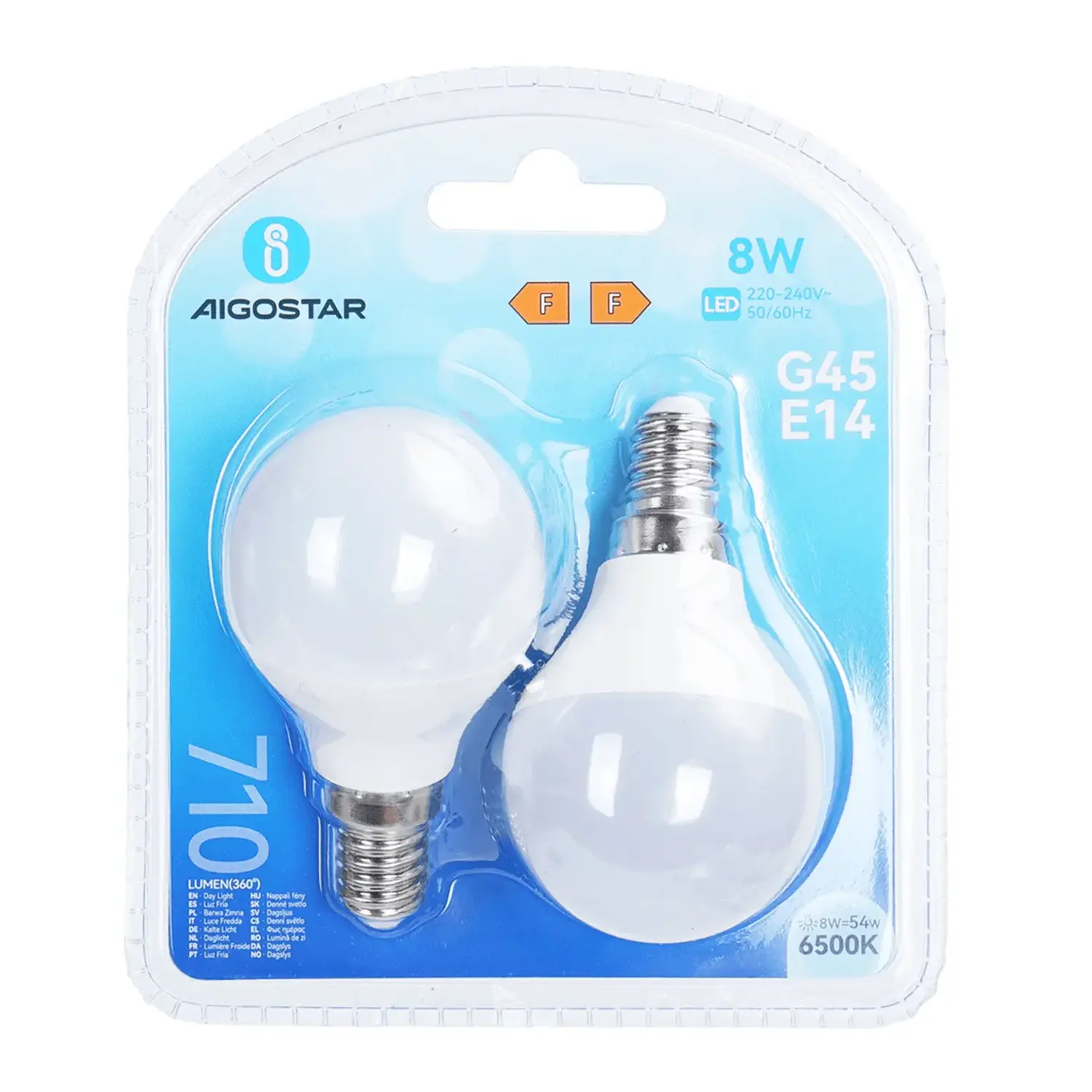 immagine lampadina led G45 e14 8 watt bianco freddo 2 pezzi