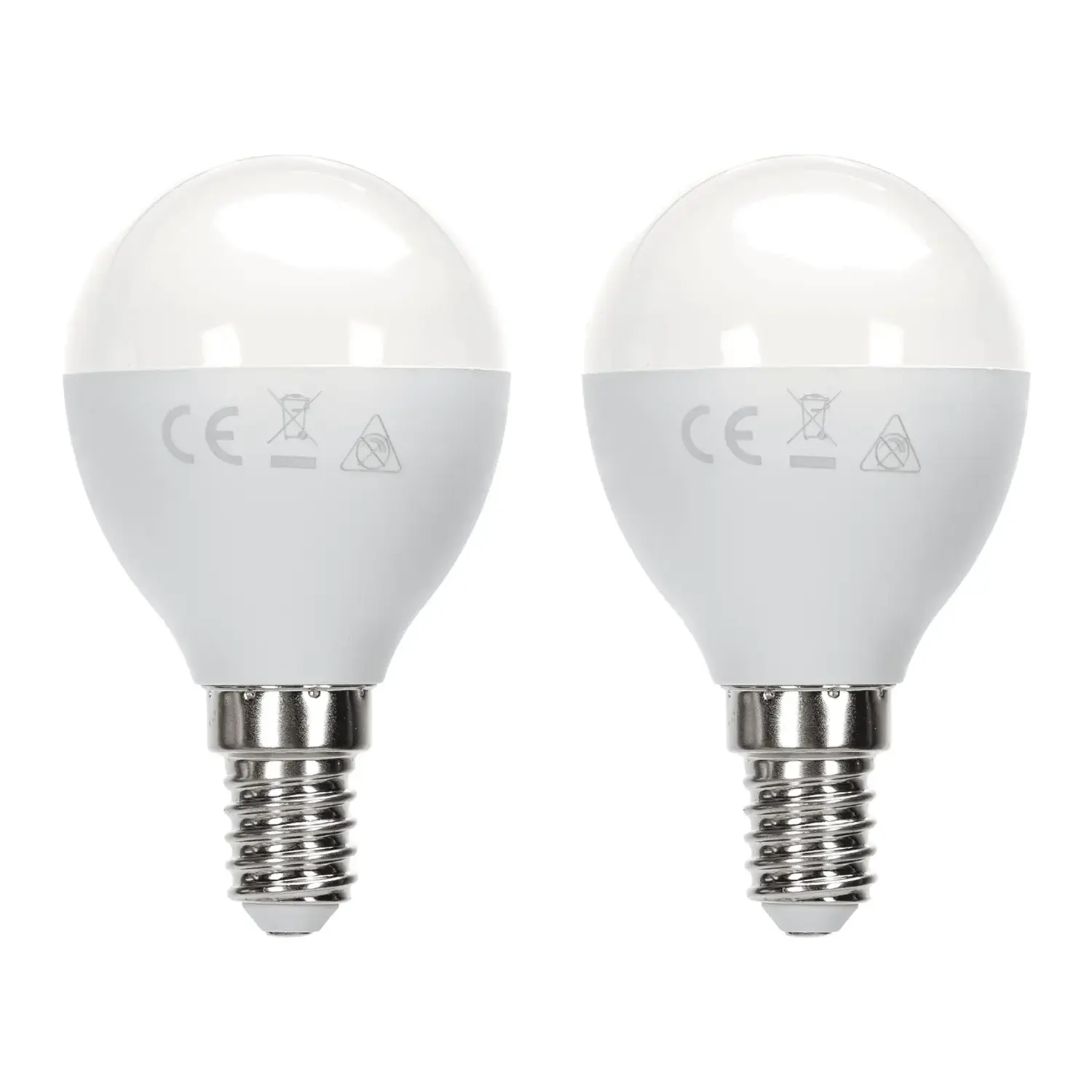 immagine del prodotto lampadina led G45 e14 11 watt bianco caldo 2 pezzi busta plastica