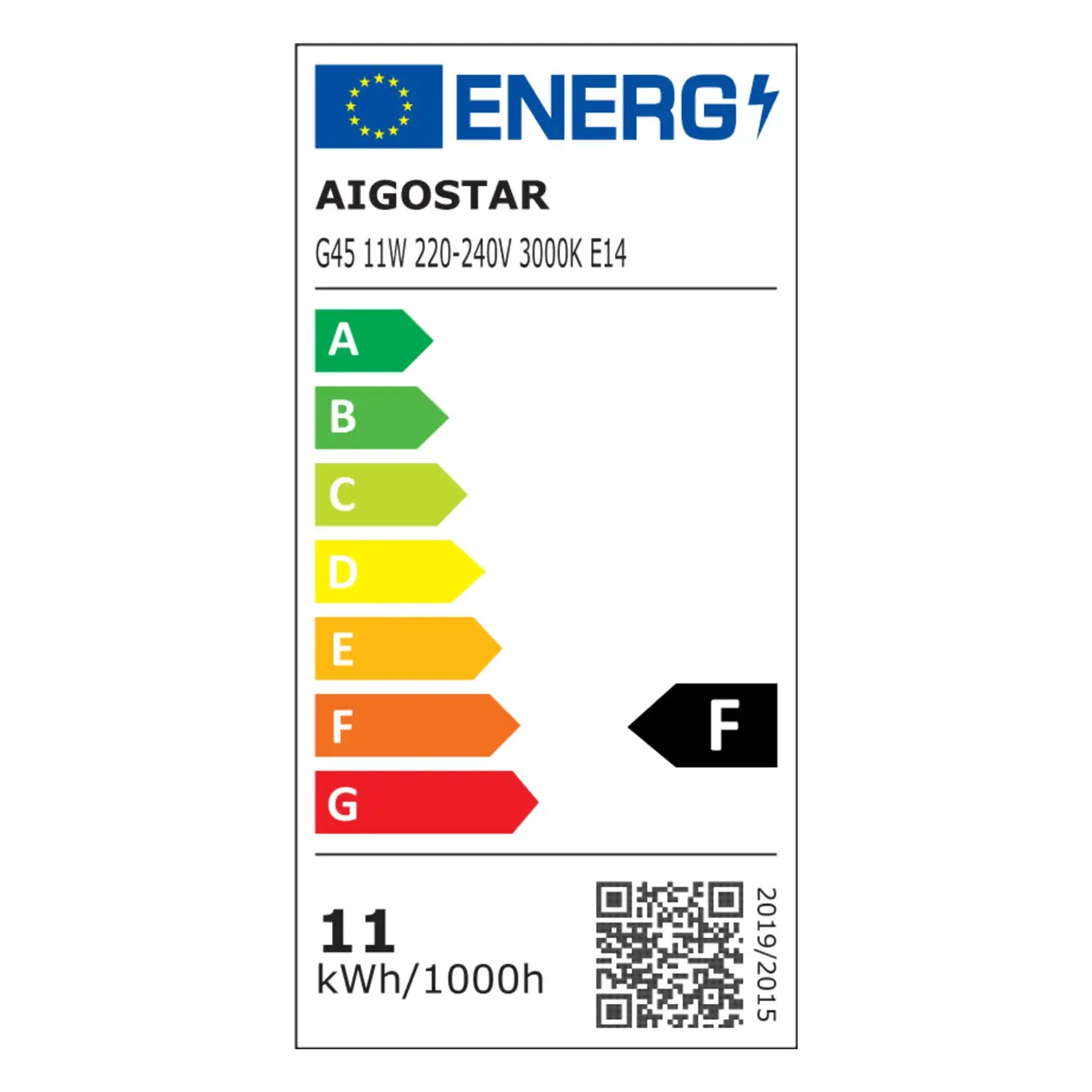 immagine lampadina led G45 e14 11 watt bianco caldo 2 pezzi busta plastica