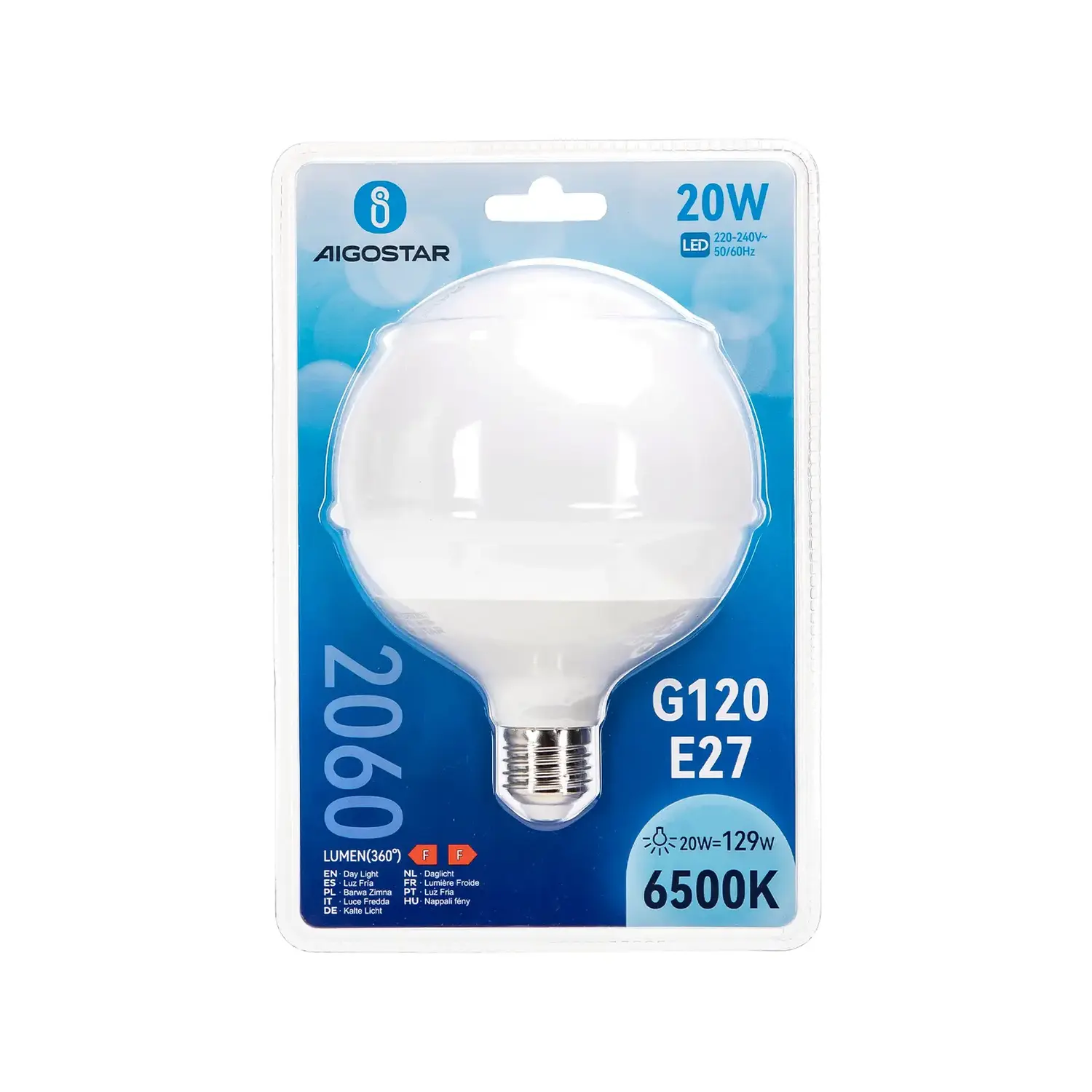 immagine lampadina led globo lampadario A120 e27 20 watt bianco freddo