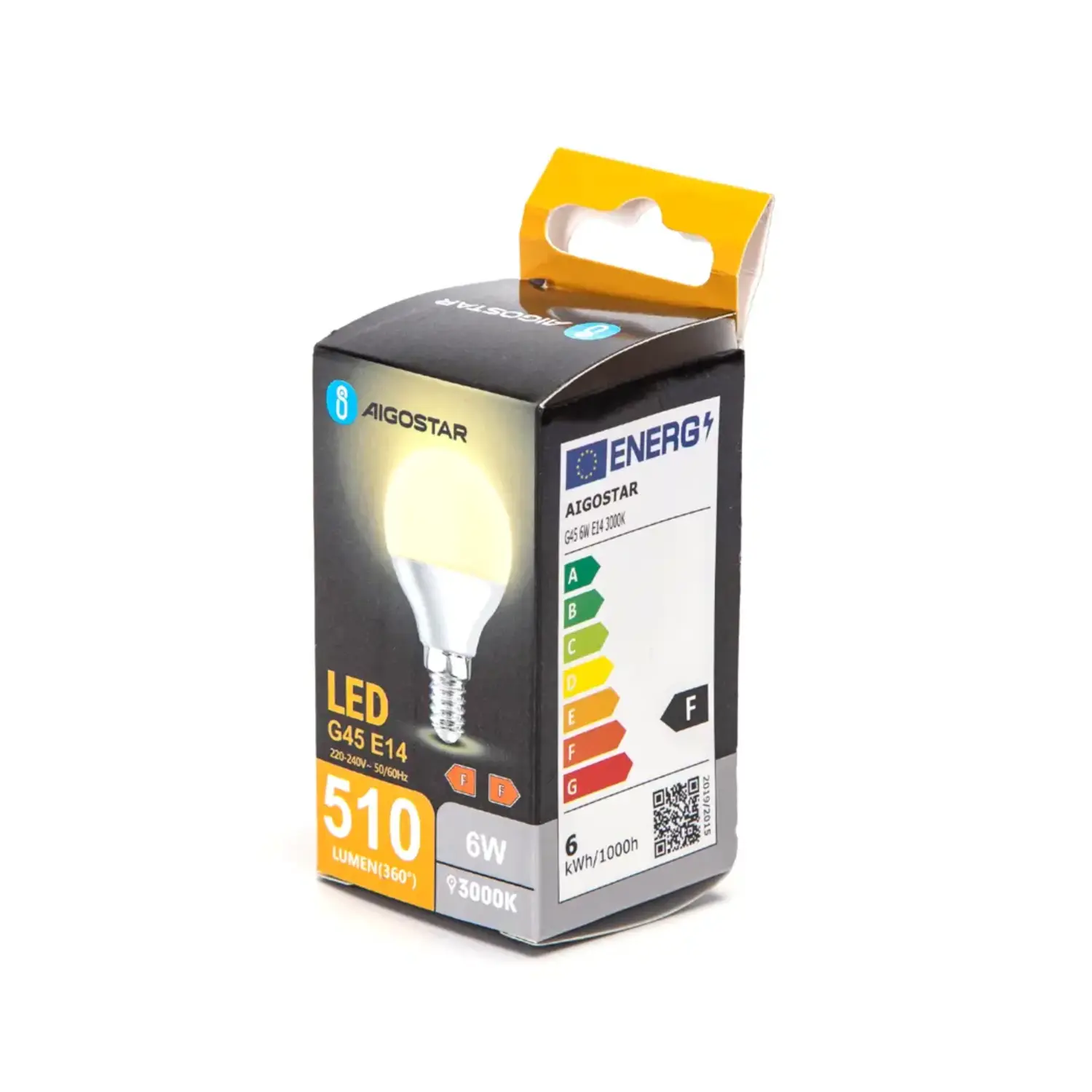 immagine lampadina led miniglobo G45 e14 6 watt bianco caldo