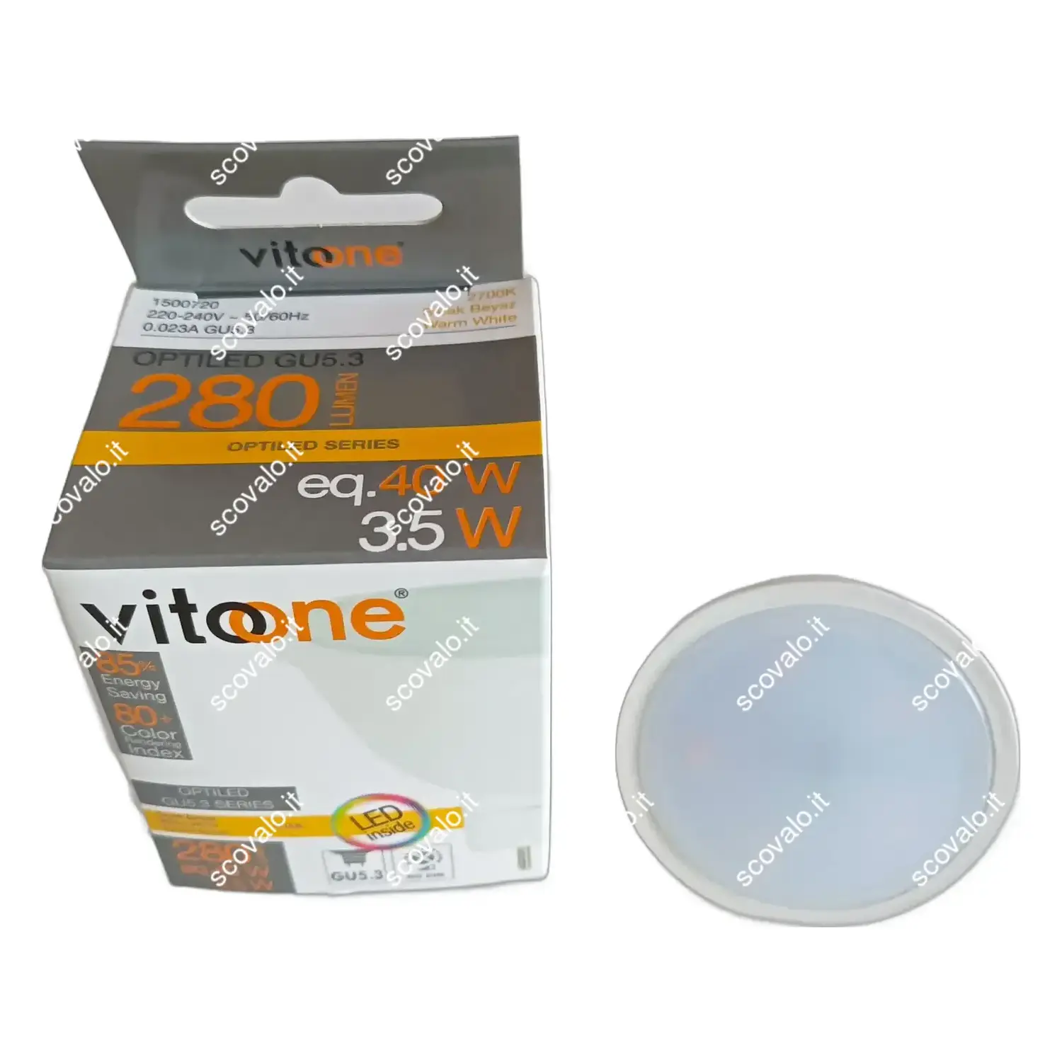 immagine lampadina led spot mr16 gu5.3 2700k 230volt gx5,3 3,5 watt bianco caldo