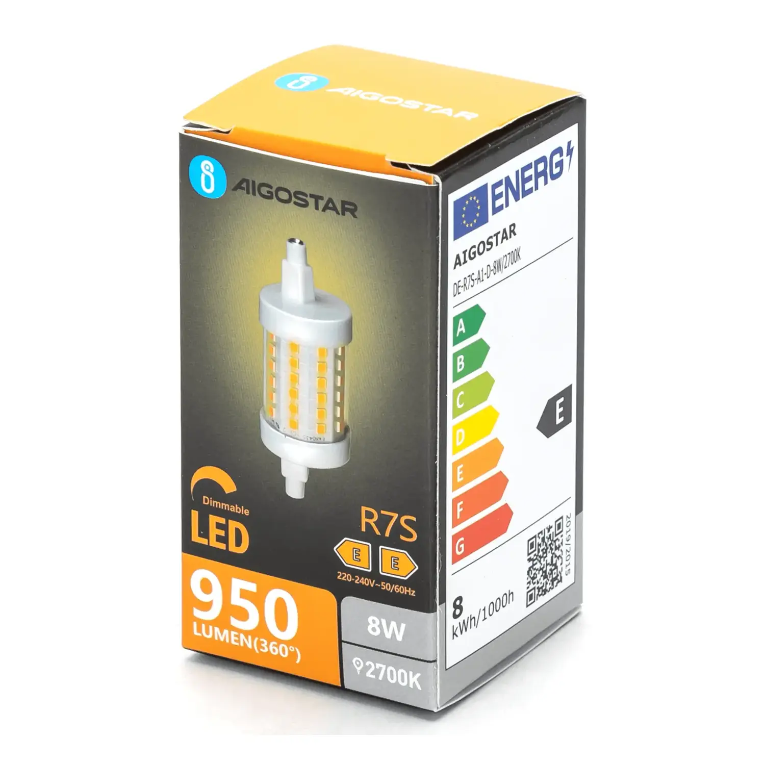 immagine Lampadina led dimmerabile r7s 8 watt bianco caldo scatola cartone 78 mm