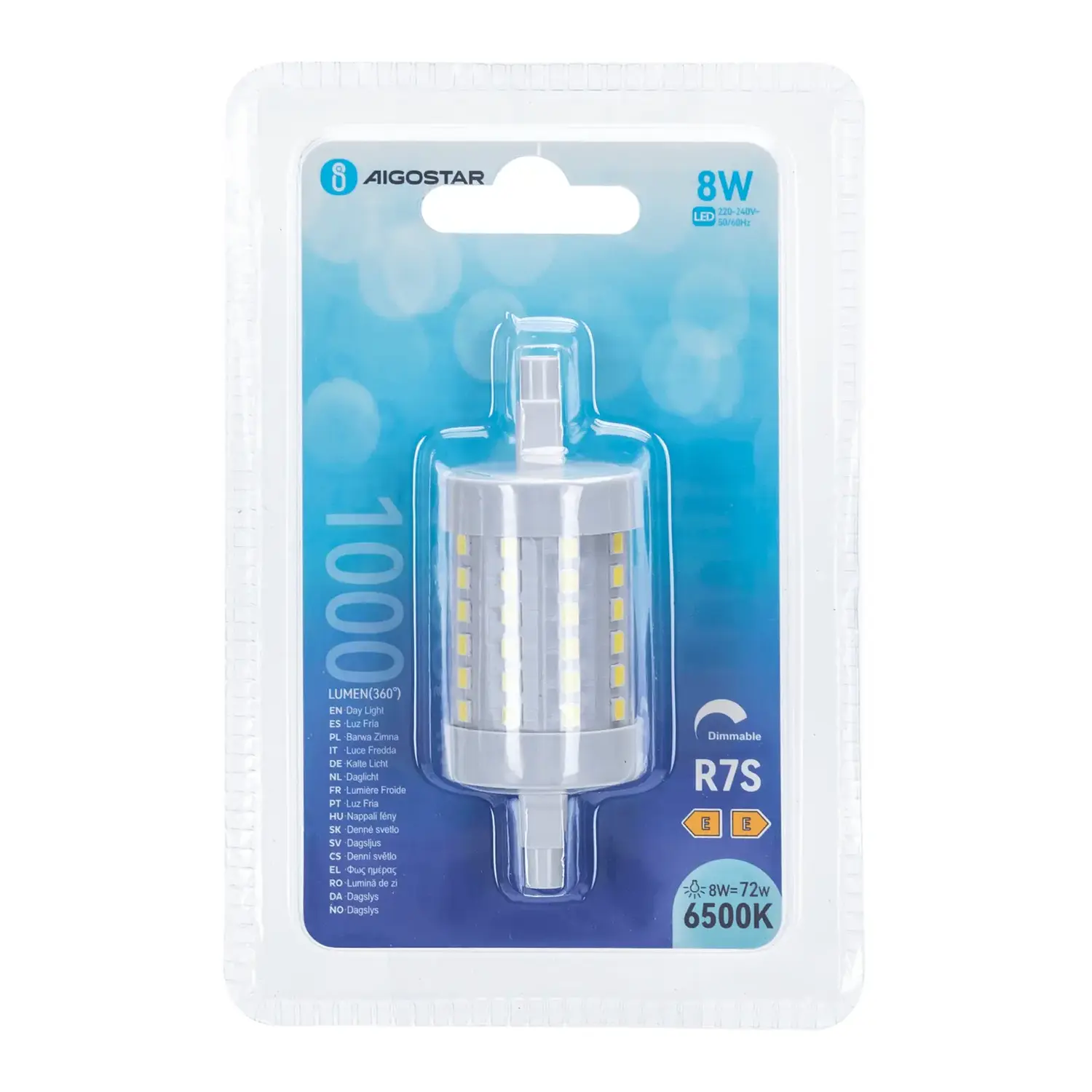 immagine Lampadina led dimmerabile r7s 8 watt bianco freddo 78 mm busta plastica