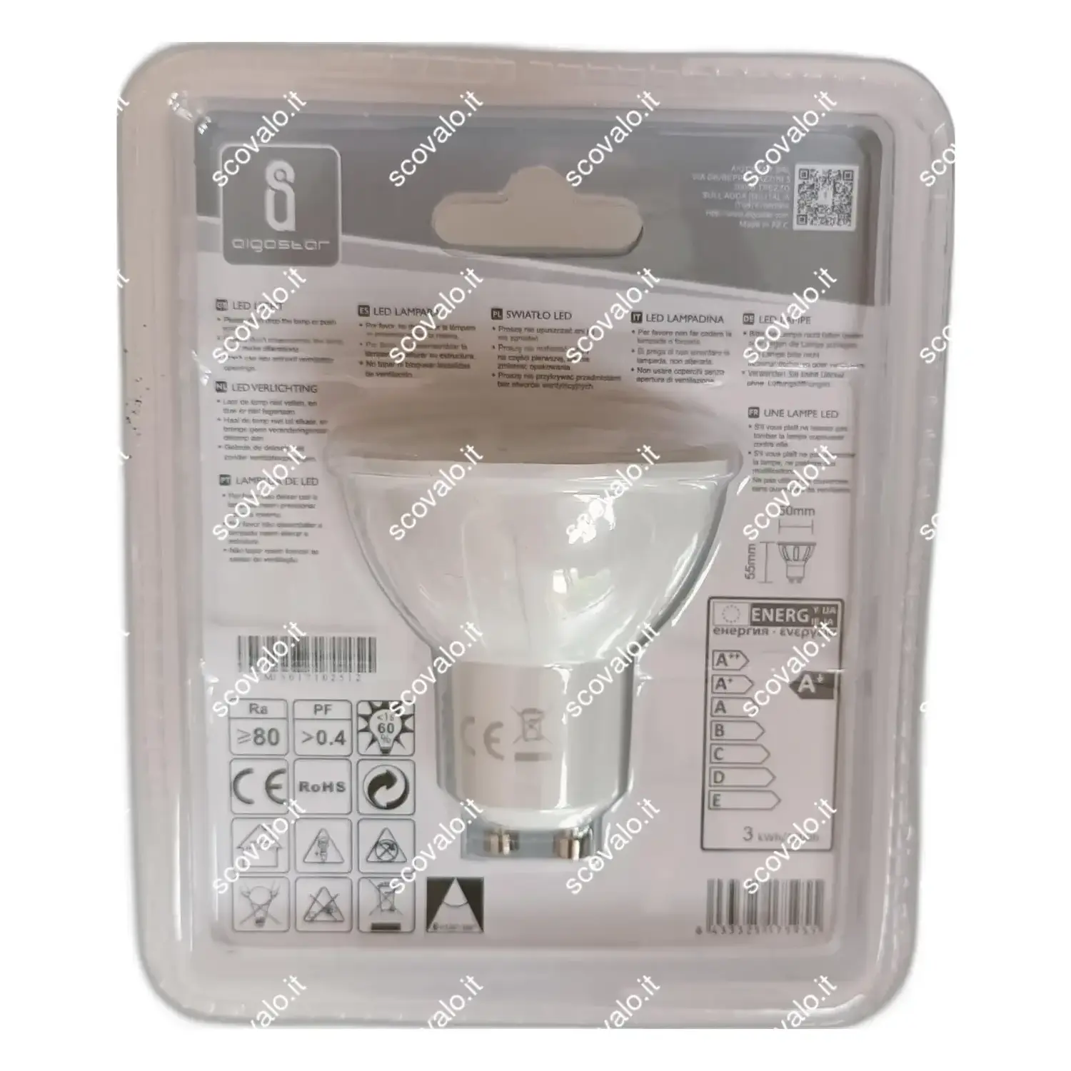 immagine lampadina led spot porta faretto 120° gu10 3 watt bianco freddo