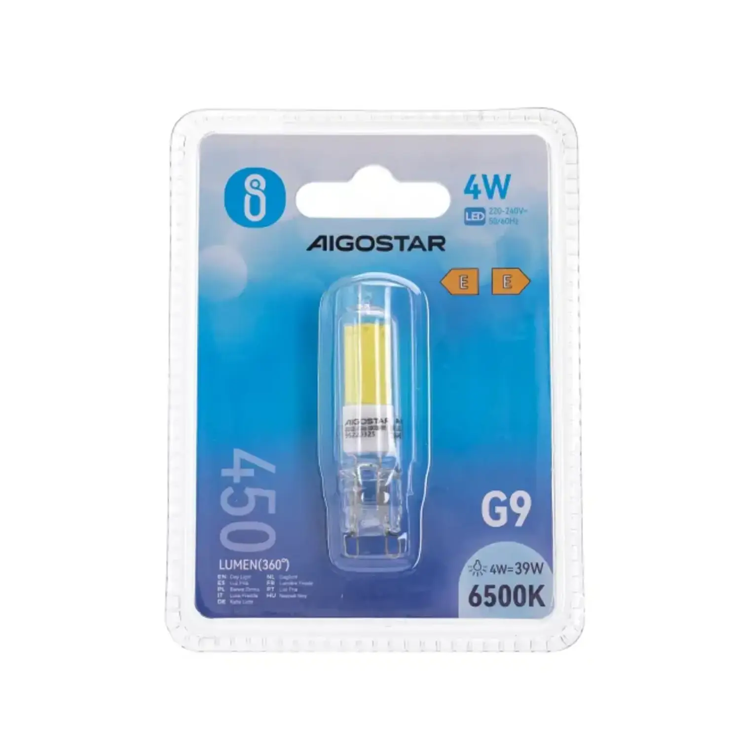 immagine lampadina led vetro cob trasparente 6500k g9 4 watt bianco freddo