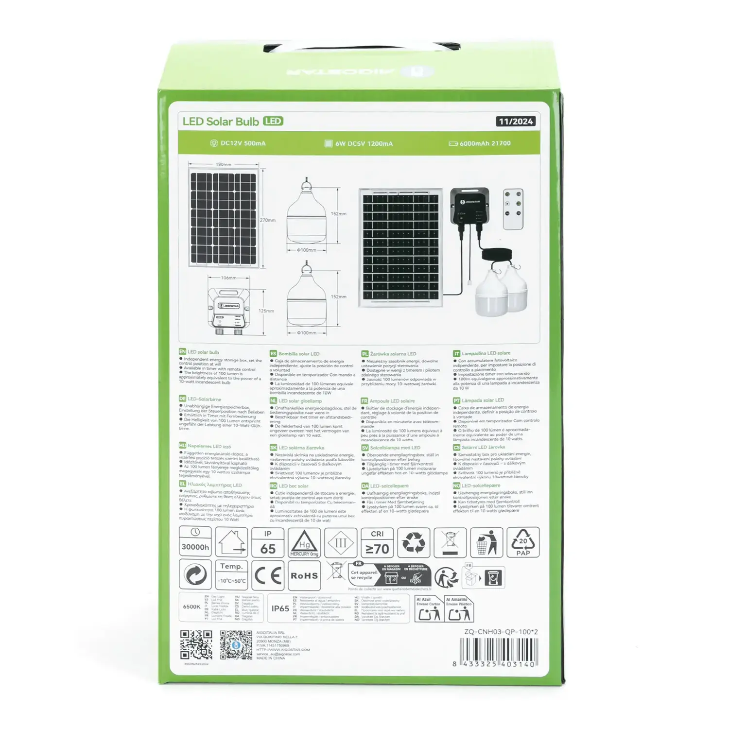 immagine Lampadina solare con accumulatore fotovoltaico 35W*2 6500K