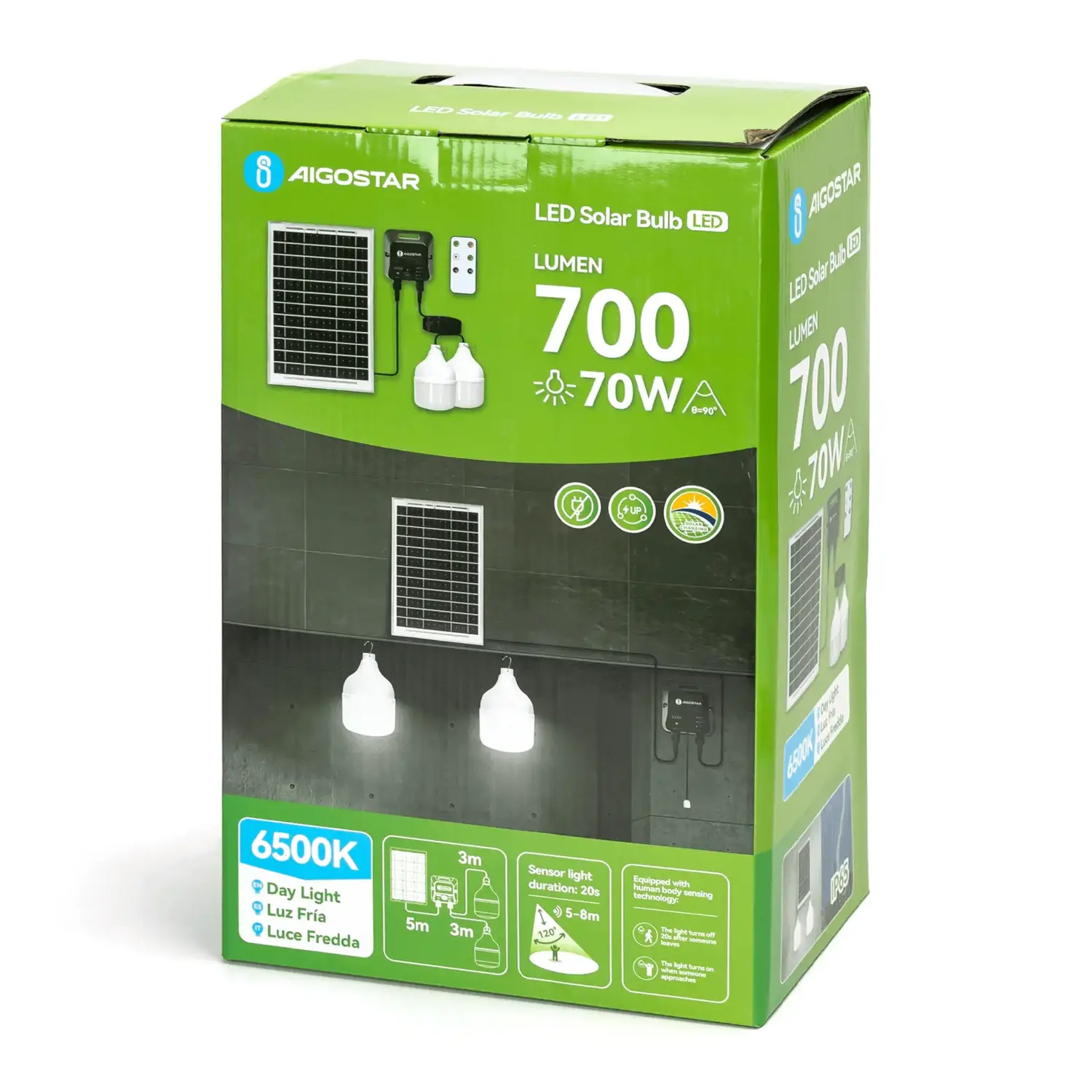 immagine Lampadina solare con accumulatore fotovoltaico 35W*2  6500K con sensore