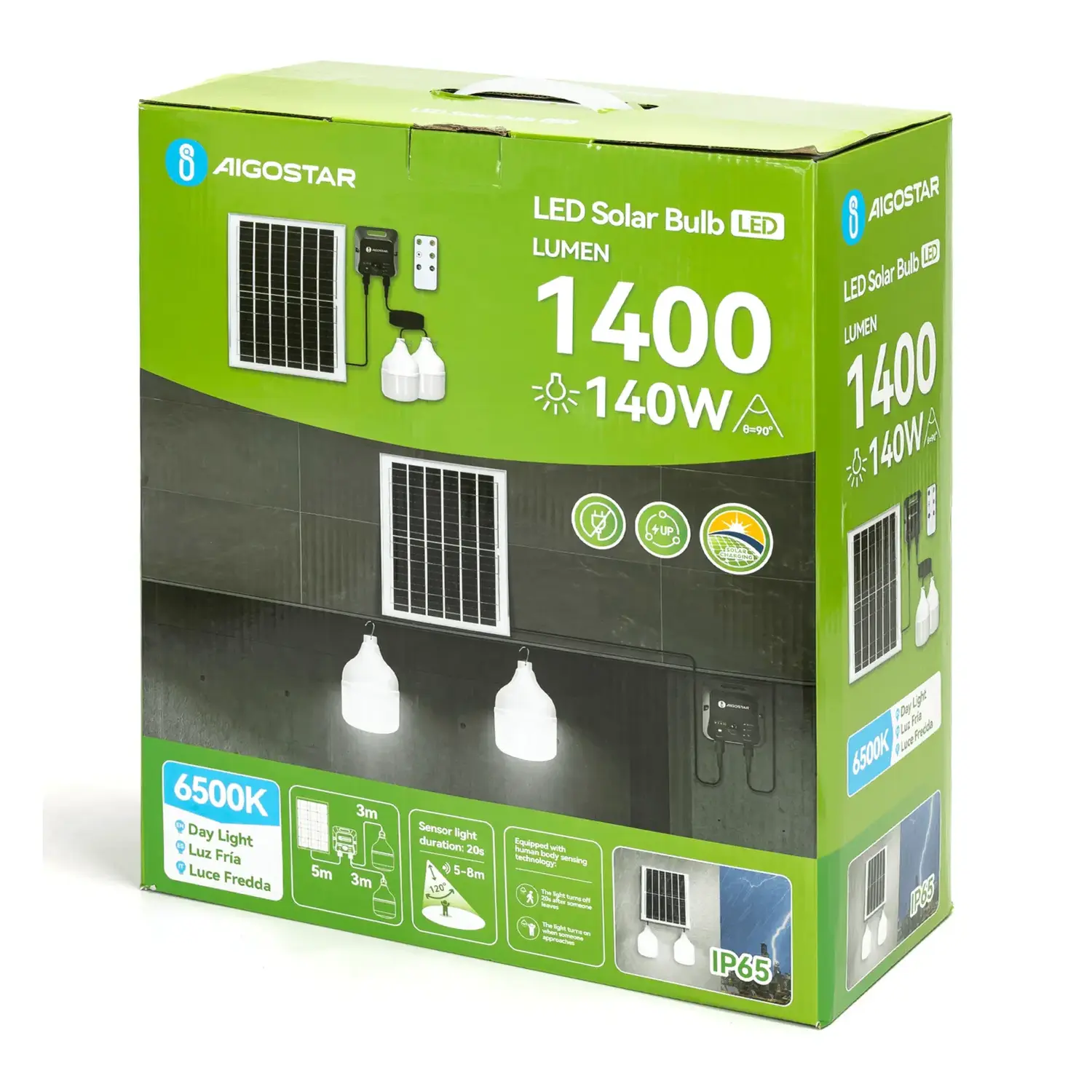 immagine Lampadina solare con accumulatore fotovoltaico 70W*2  6500K con sensore